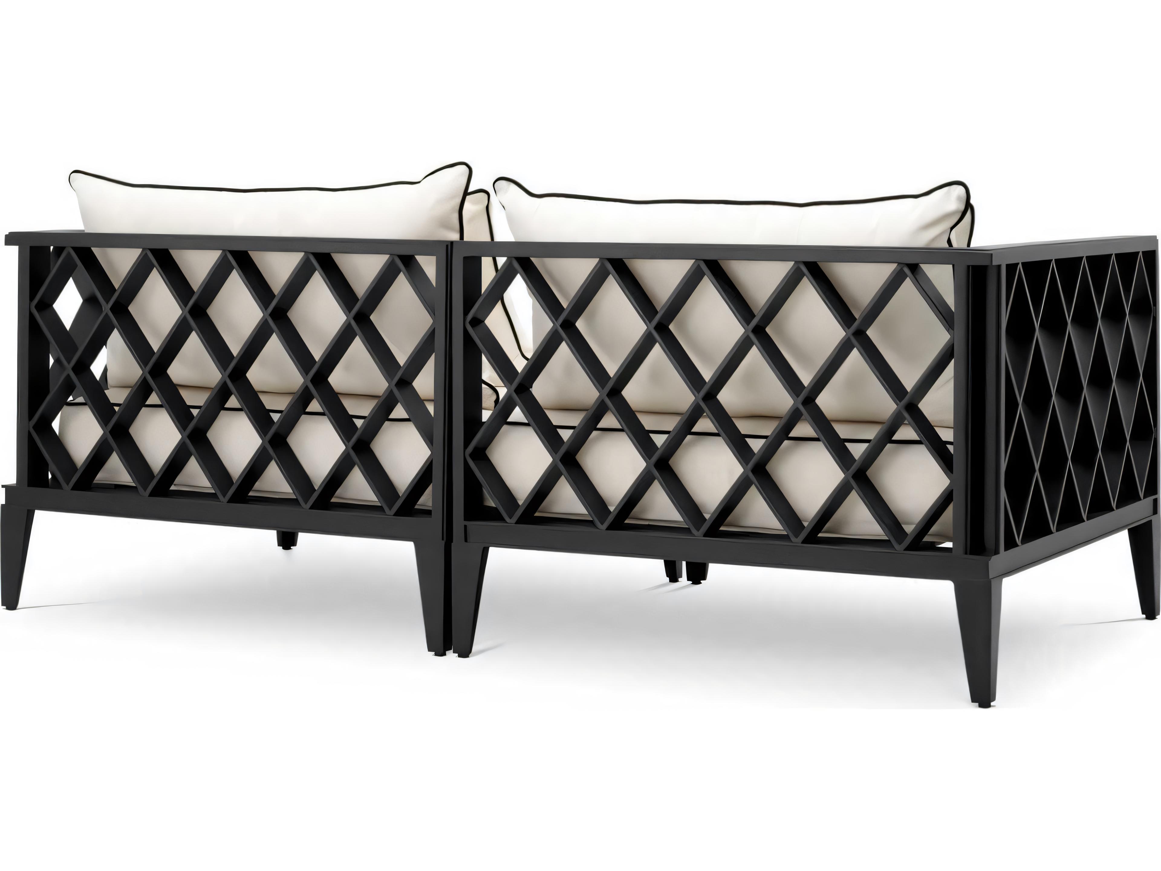 Eichholtz Outdoor Black Finish Sunbrella Canvas Sofa