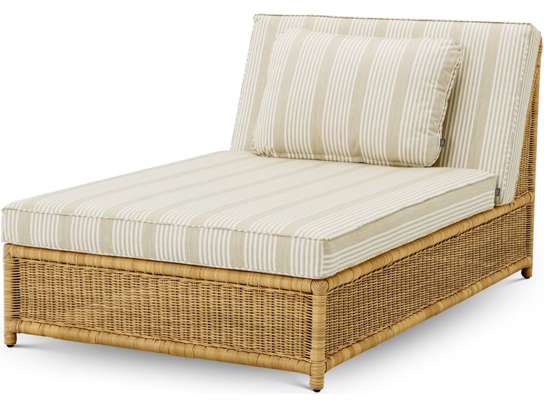 Eichholtz Outdoor Faux Rattan | Saville Beige Wicker Cushion Lounge Bed