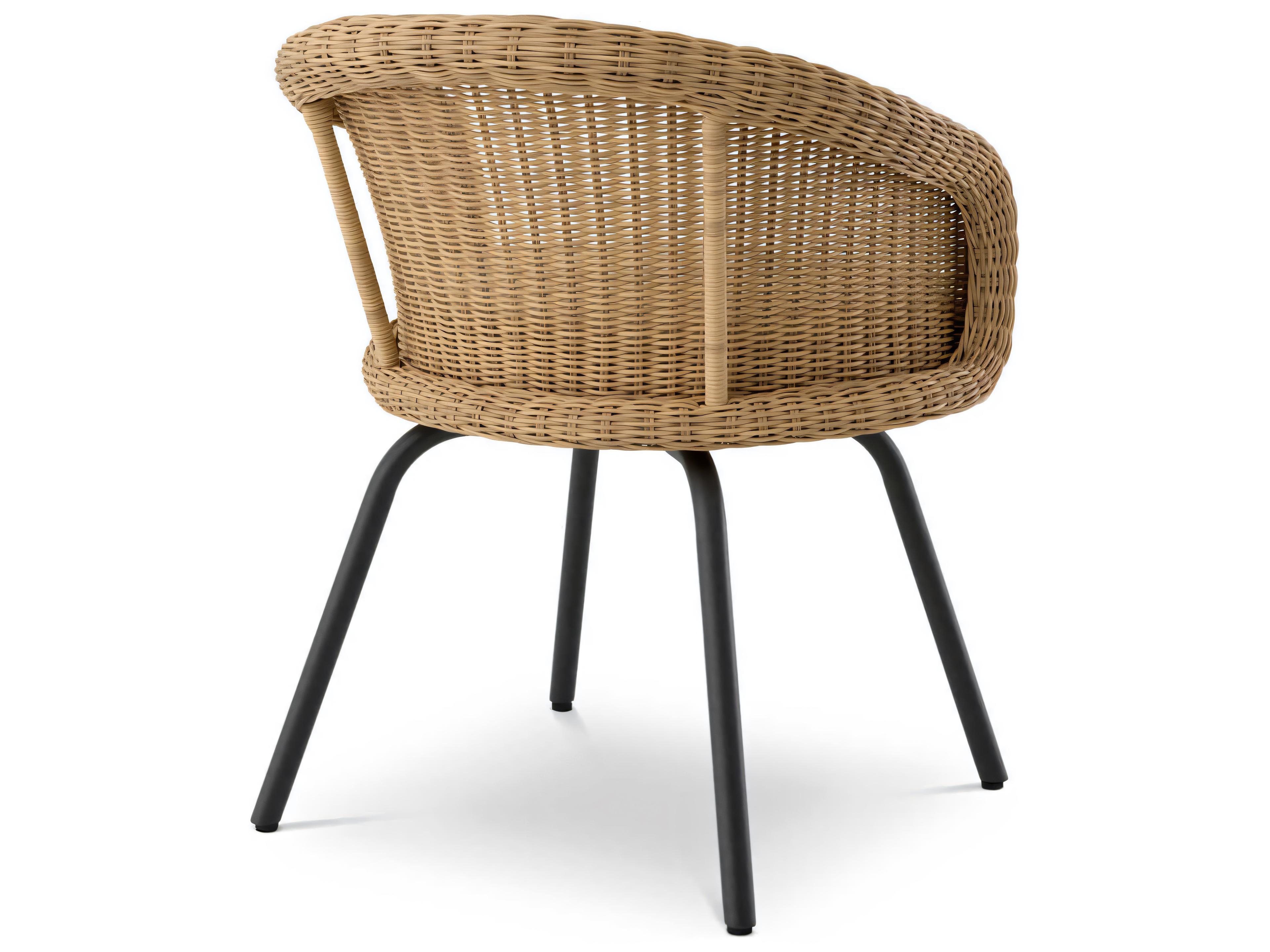 Eichholtz Outdoor Viola Sand Faux Rattan Black Legs Dining Chair