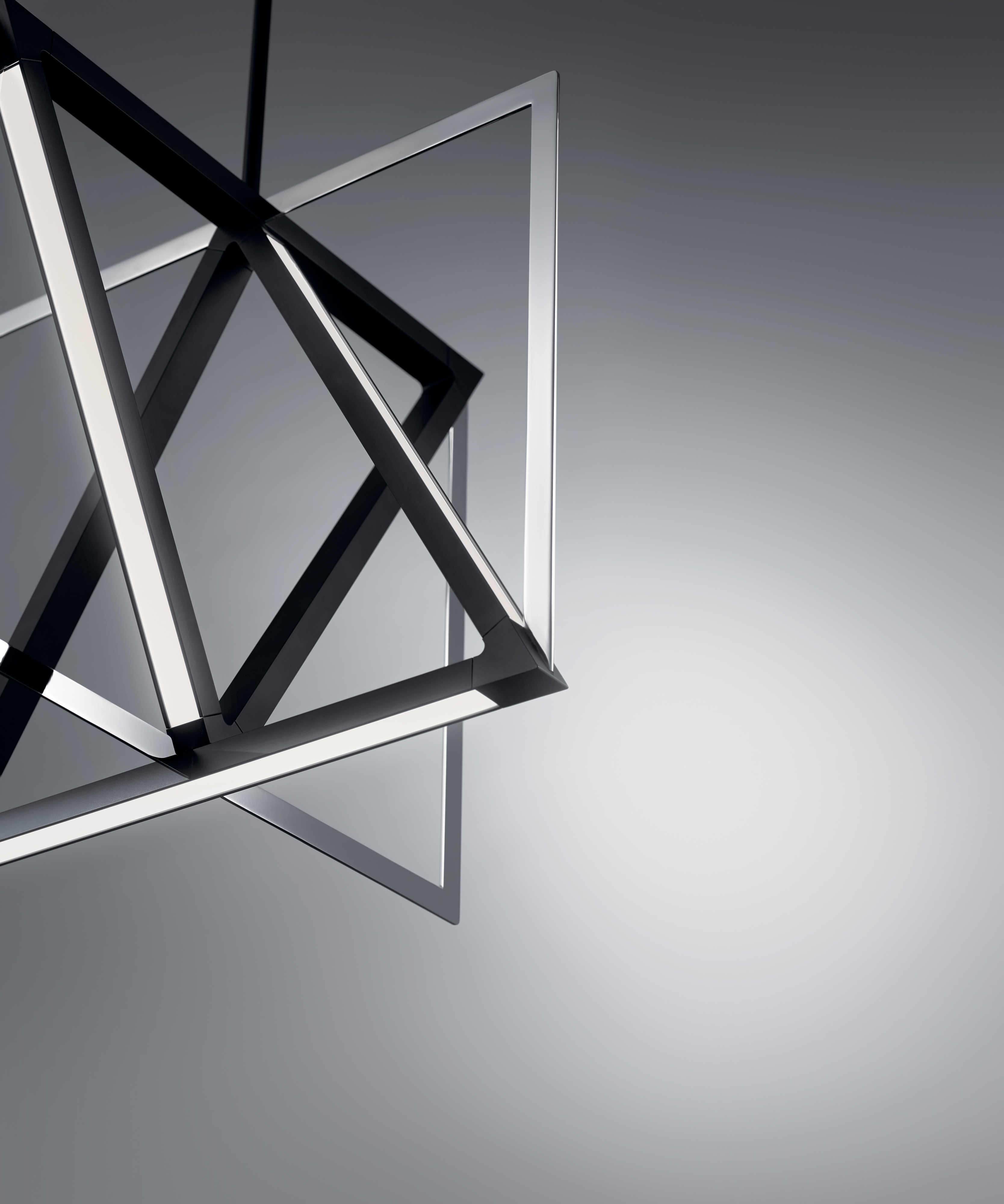Elan Axis Matte Black Chrome LED Geometric Pendant