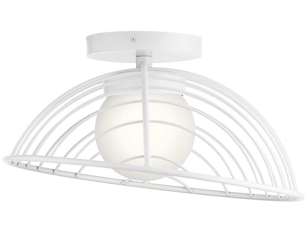 Elan Clevo 1-Light White Glass LED Globe Geometric Flush Mount