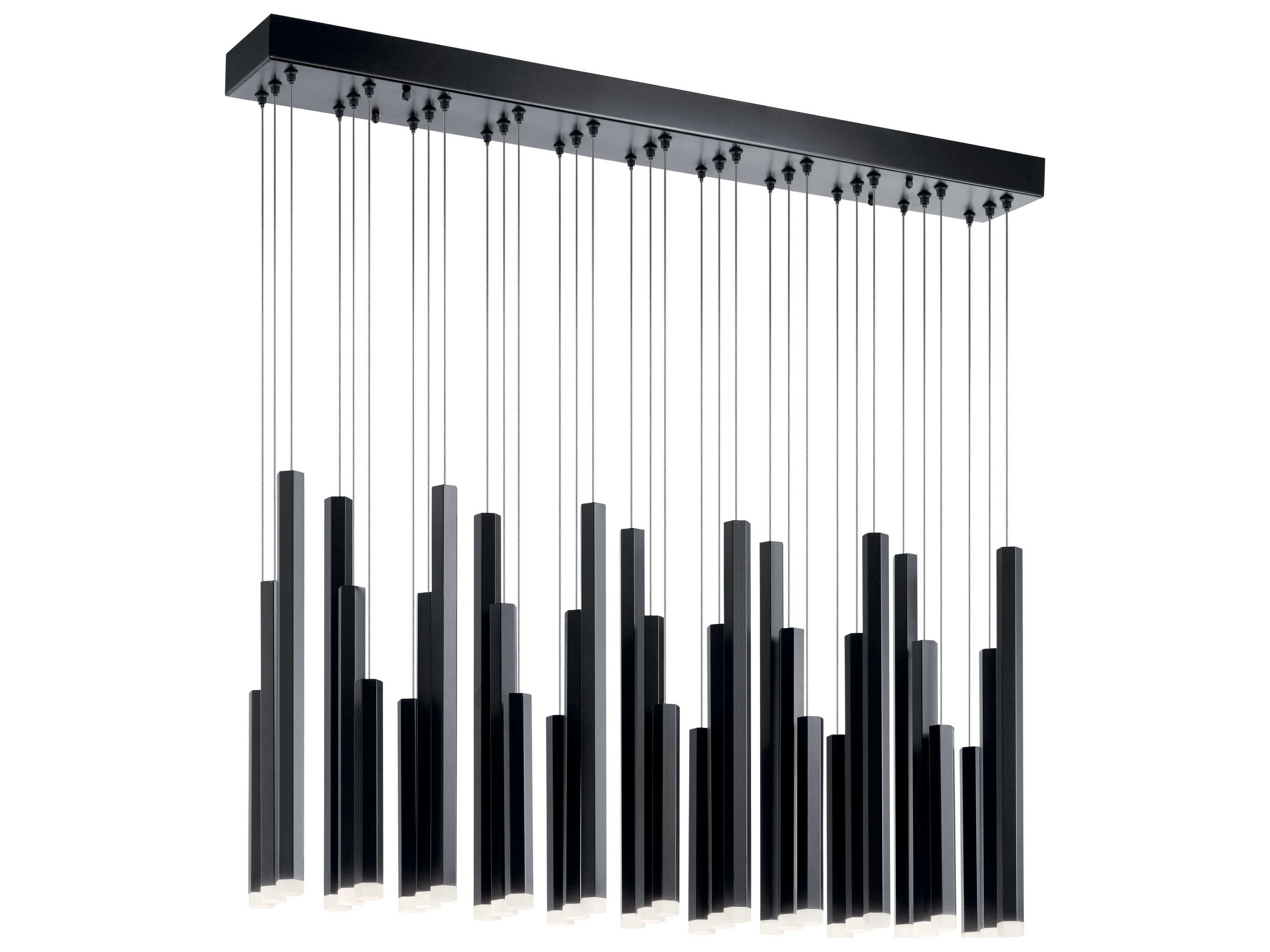 Elan Soho 3-Light Black LED Cylinder Linear Island Pendant