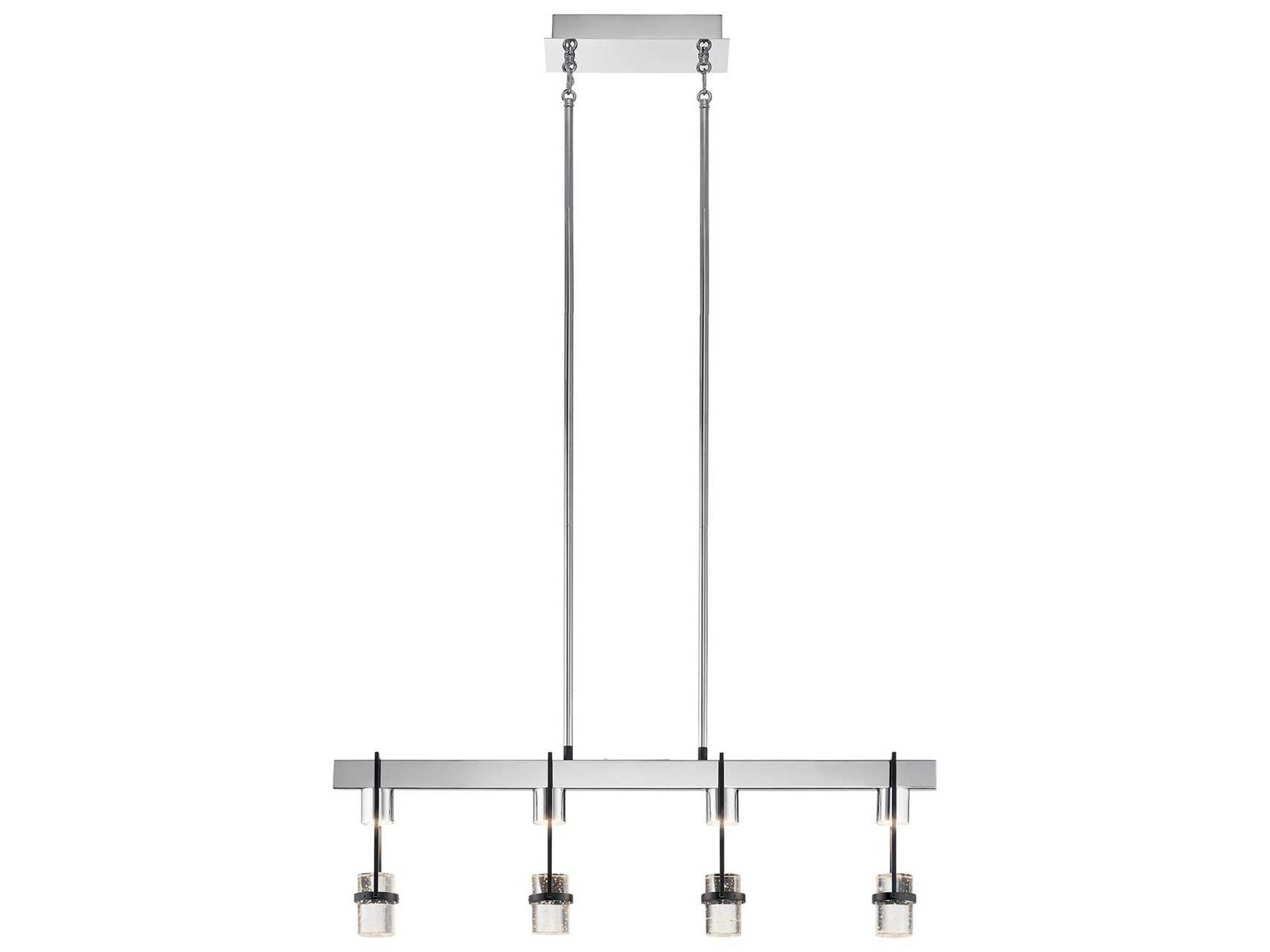 Elan Ayse 4-Light Matte Black Crystal LED Linear Island Pendant