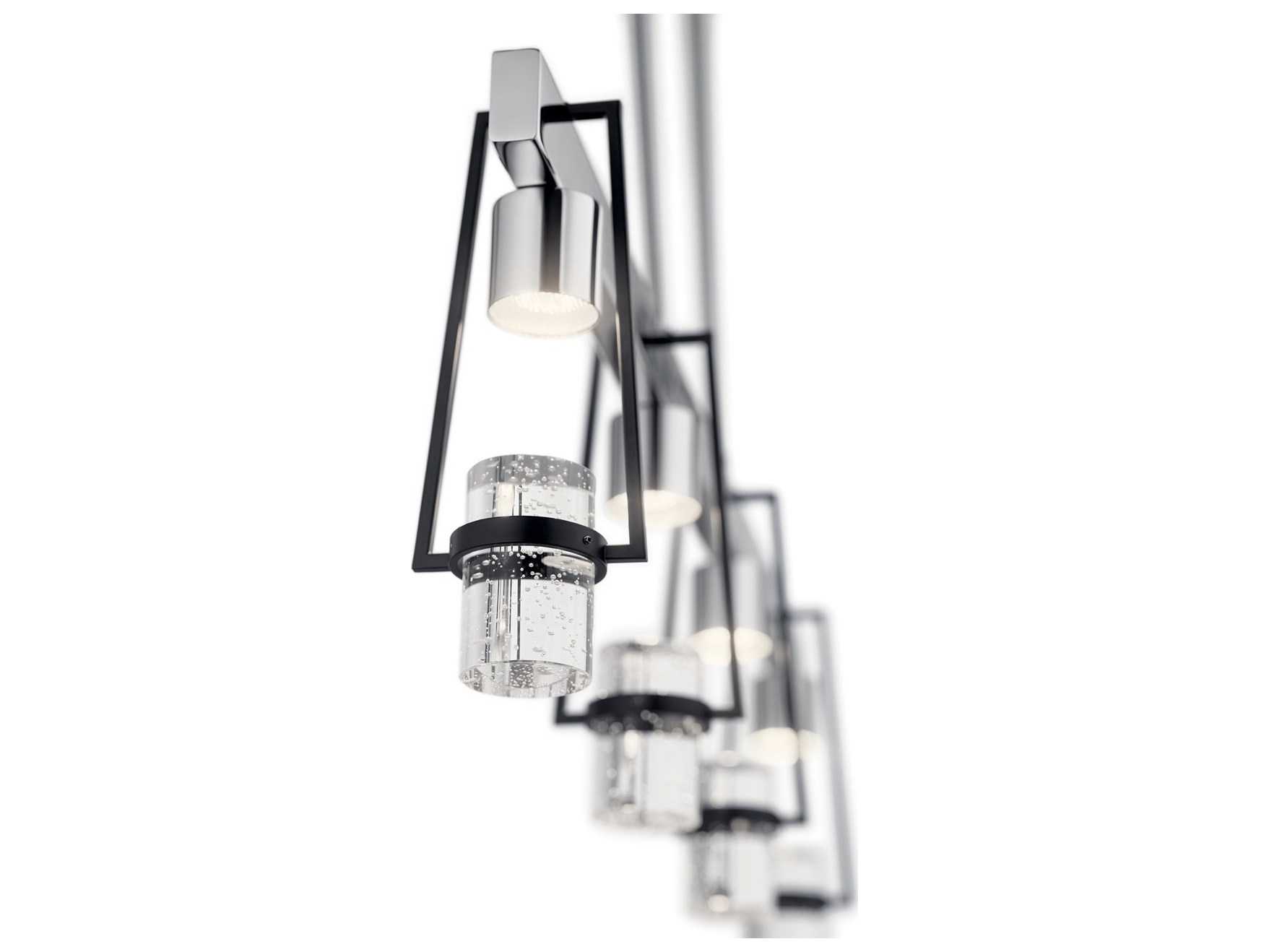 Elan Ayse 4-Light Matte Black Crystal LED Linear Island Pendant