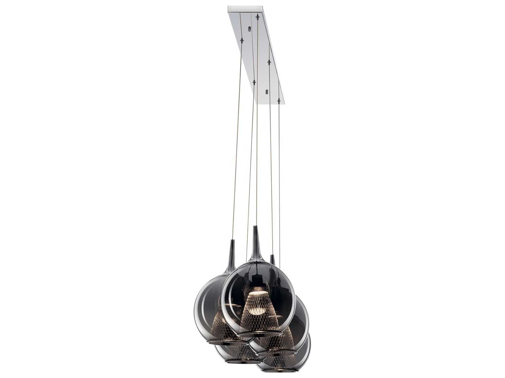Elan Zin 5-Light Chrome Glass LED Globe Linear Island Pendant