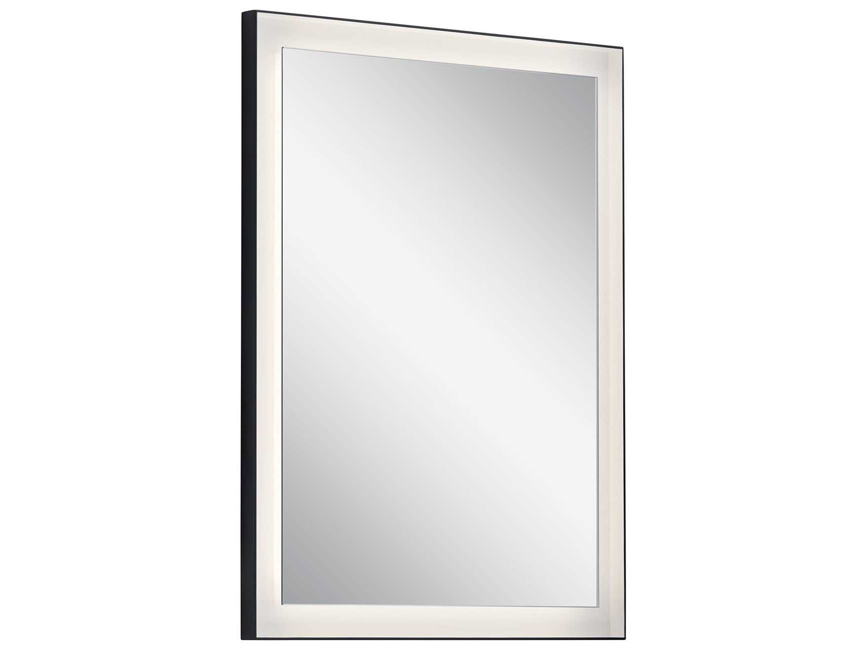 Elan Ryame Matte Black Rectangular LED Wall Mirror