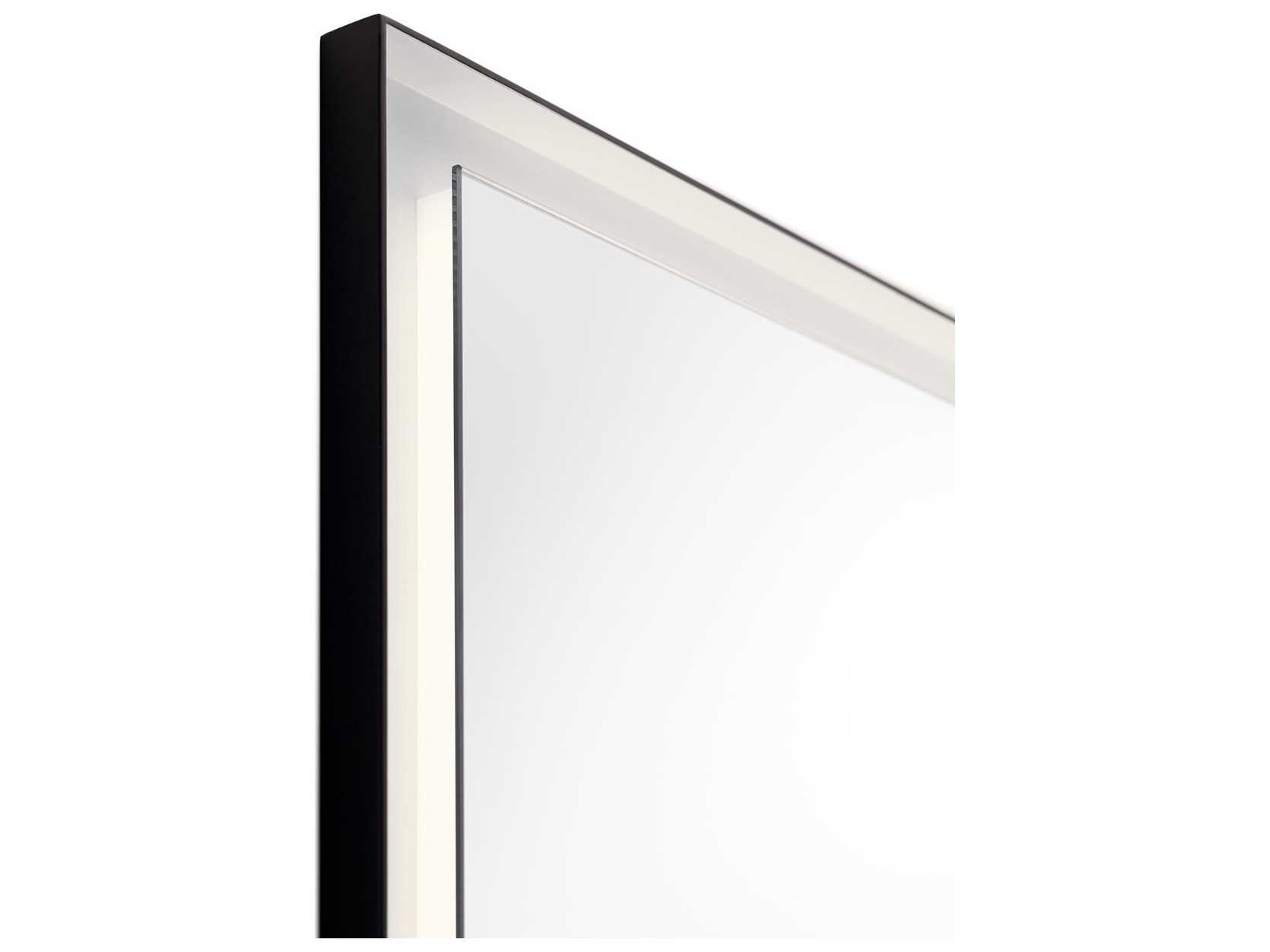 Elan Ryame Matte Black Rectangular LED Wall Mirror