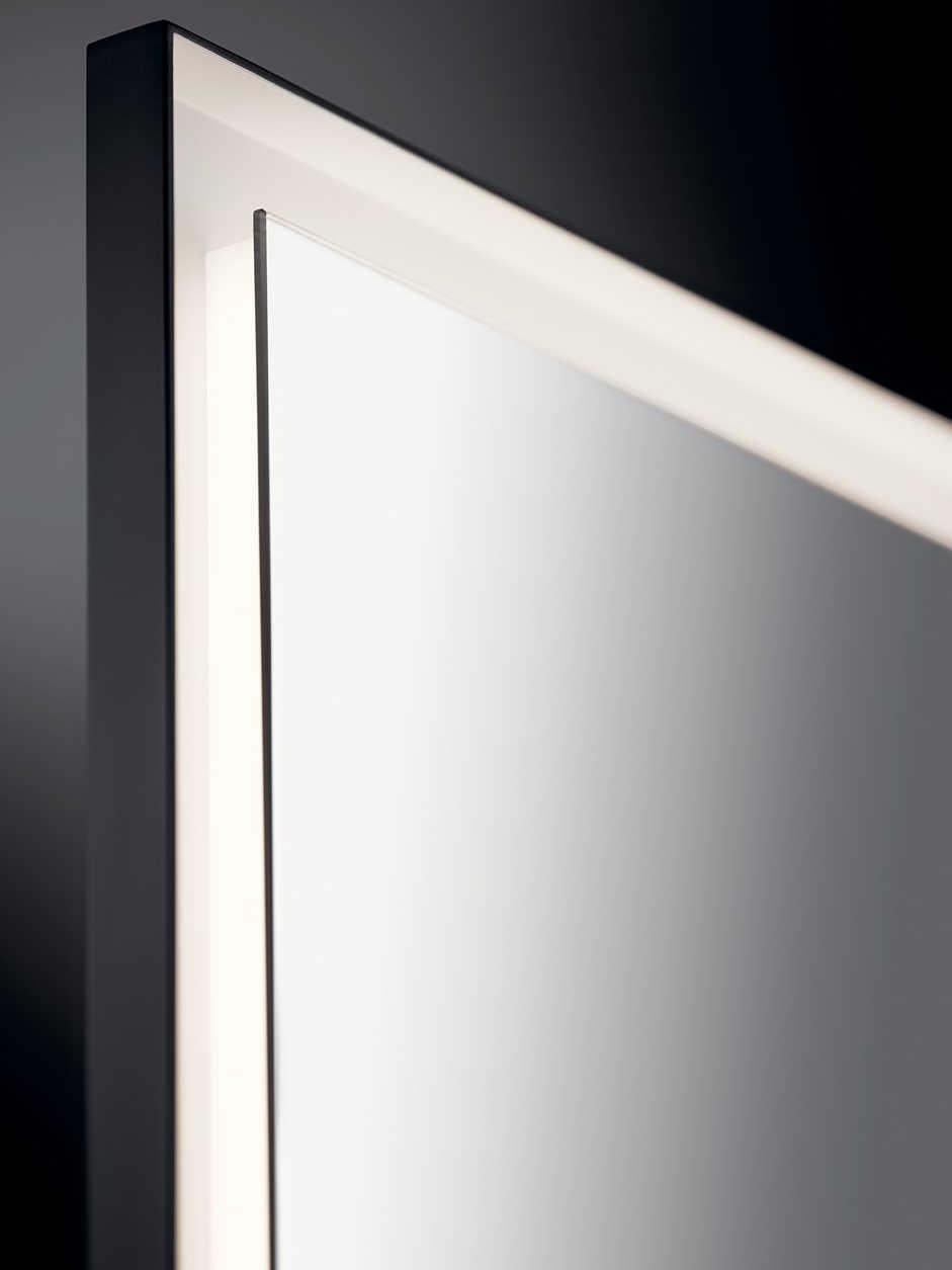 Elan Ryame Matte Black Rectangular LED Wall Mirror