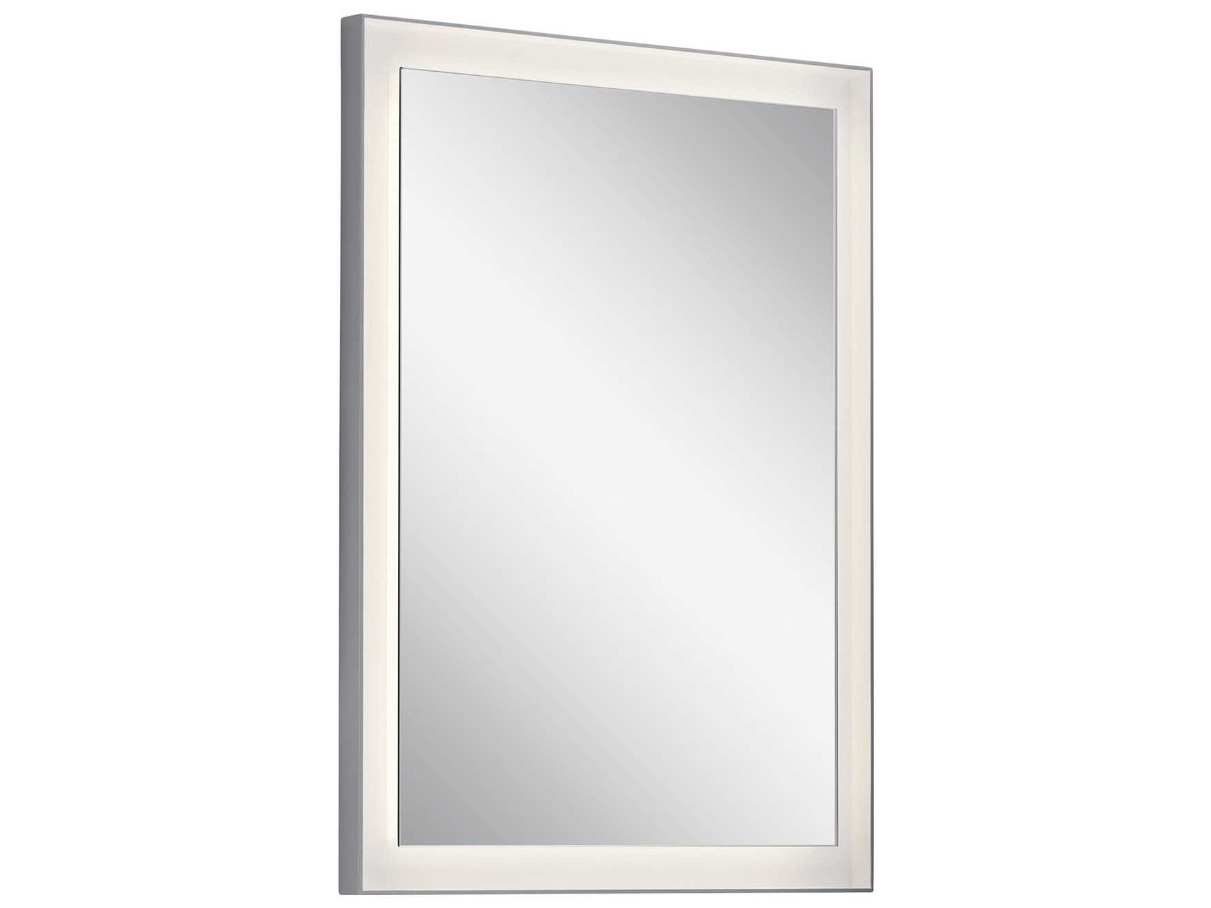 Elan Ryame Matte Silver Rectangular LED Wall Mirror
