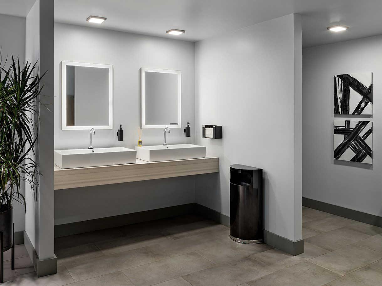 Elan Ryame Matte Silver Rectangular LED Wall Mirror