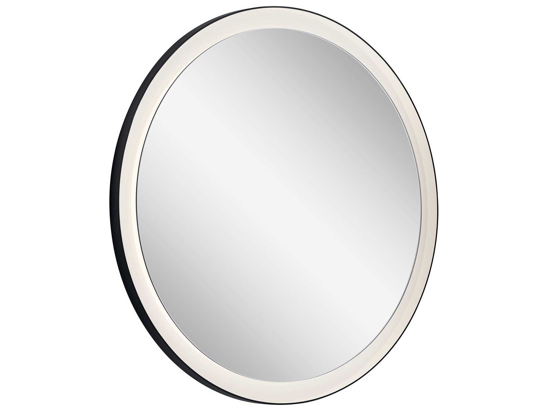 Elan Ryame Matte Black Round LED Wall Mirror
