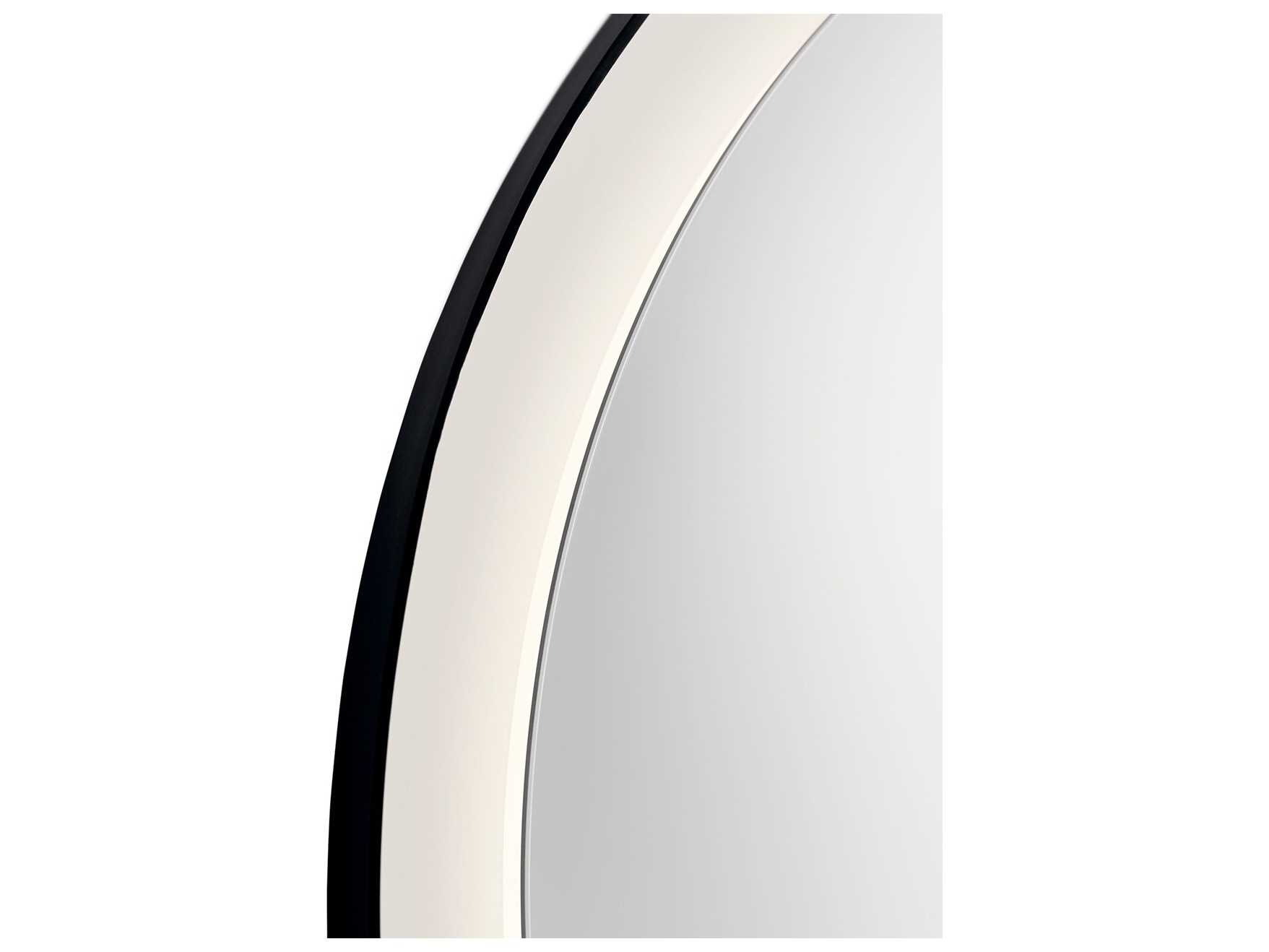 Elan Ryame Matte Black Round LED Wall Mirror