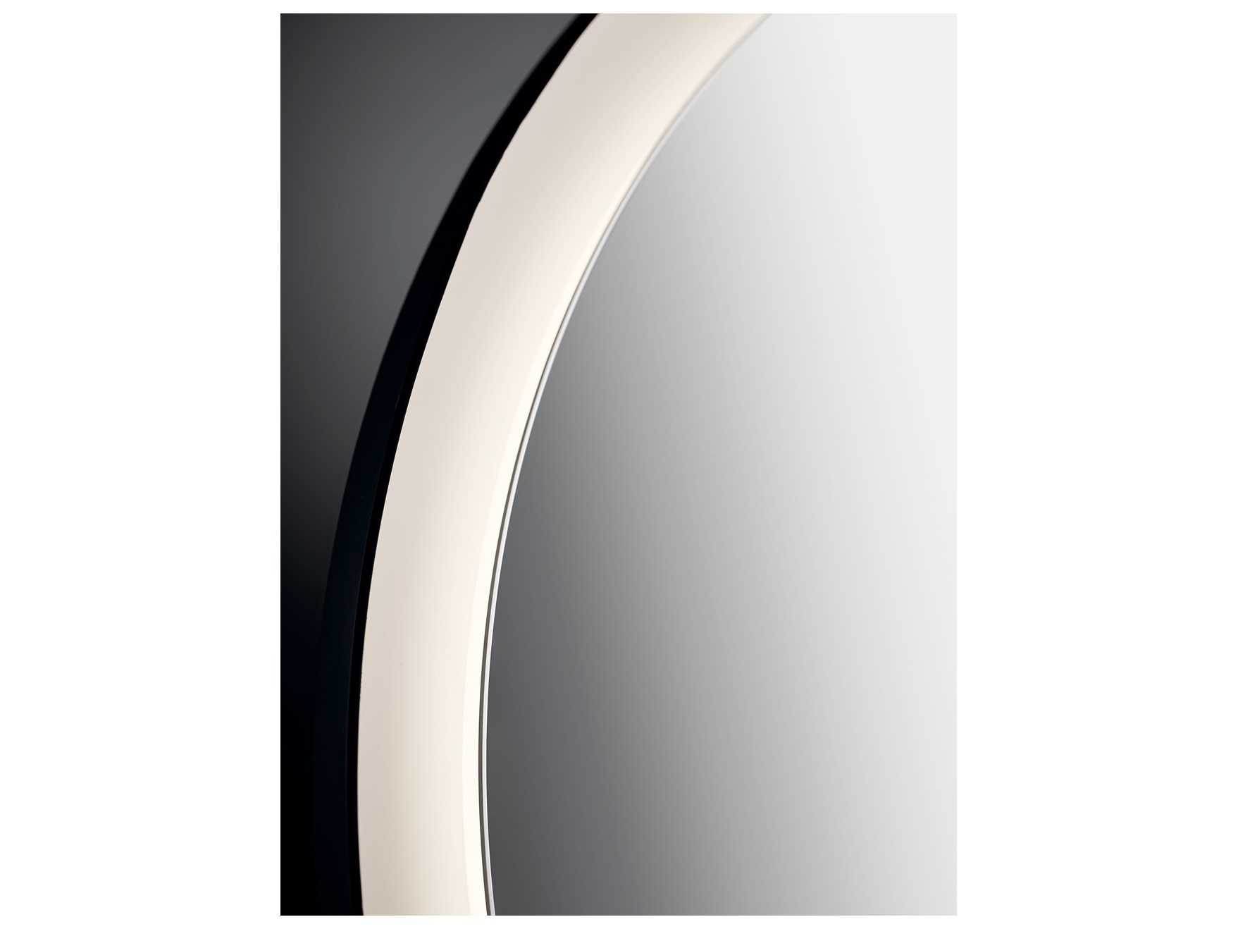 Elan Ryame Matte Black Round LED Wall Mirror