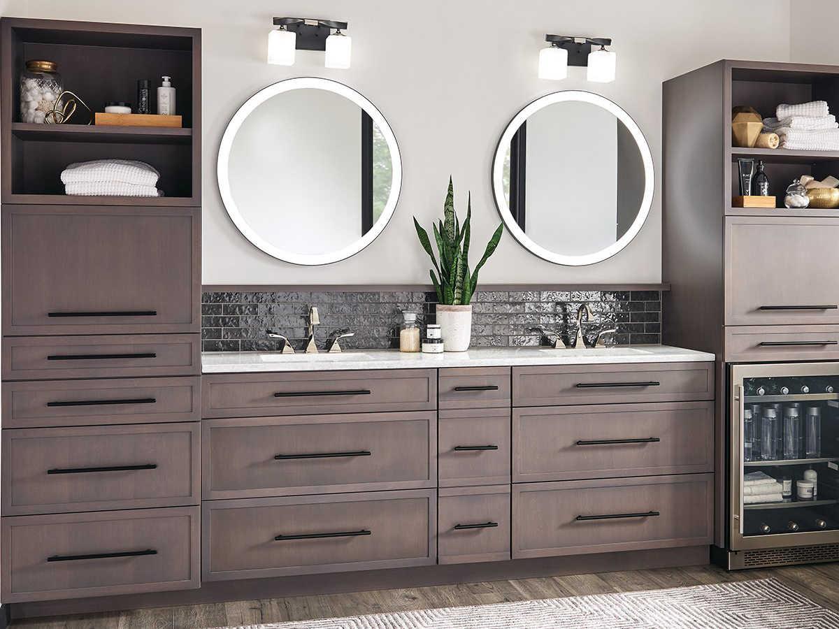 Elan Ryame Matte Black Round LED Wall Mirror