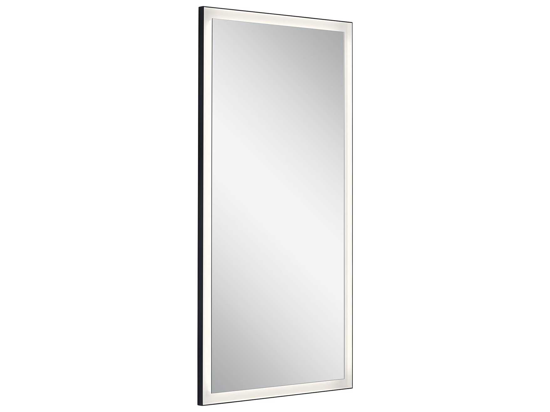 Elan Ryame Matte Black Rectangular LED Wall Mirror
