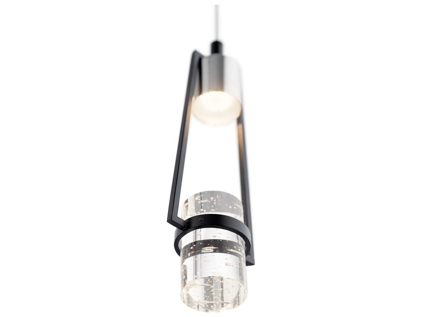 Elan Ayse 1-Light Matte Black Crystal LED Cylinder Mini Pendant