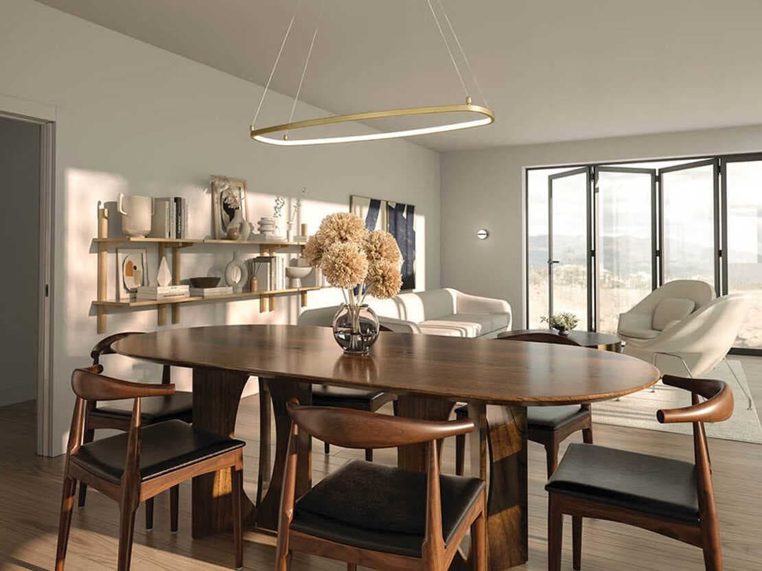 Elan Koloa 1-Light Champagne Gold LED Linear Island Pendant