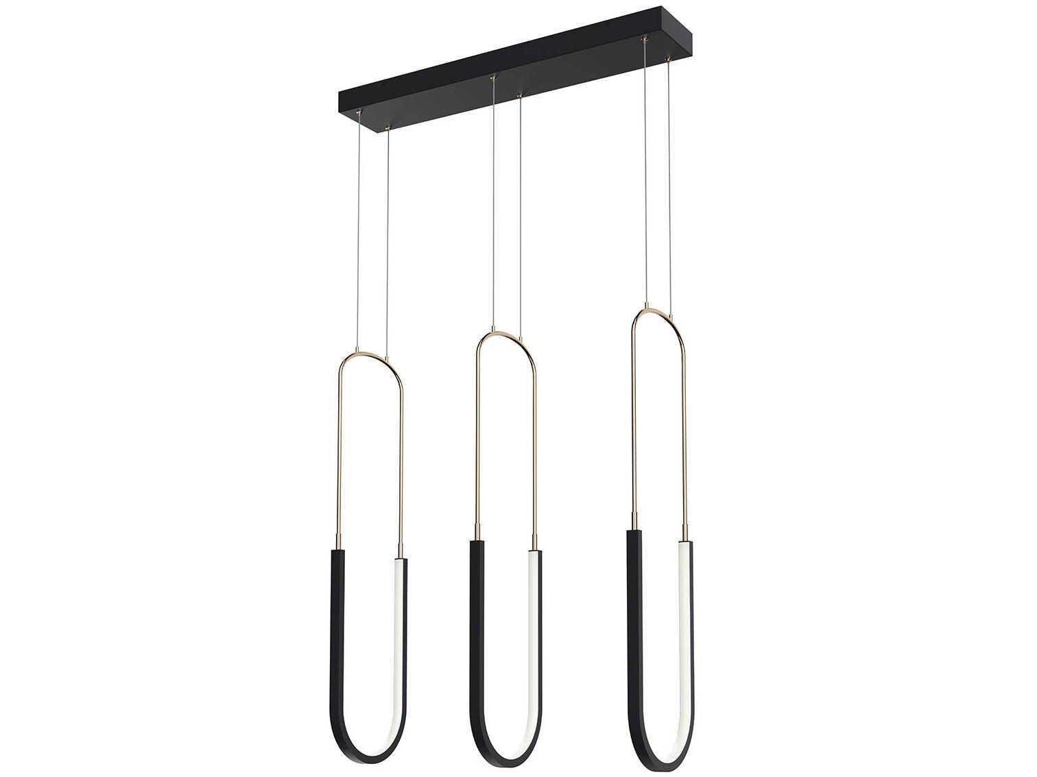 Elan Wayan 3-Light Matte Black LED Linear Island Pendant