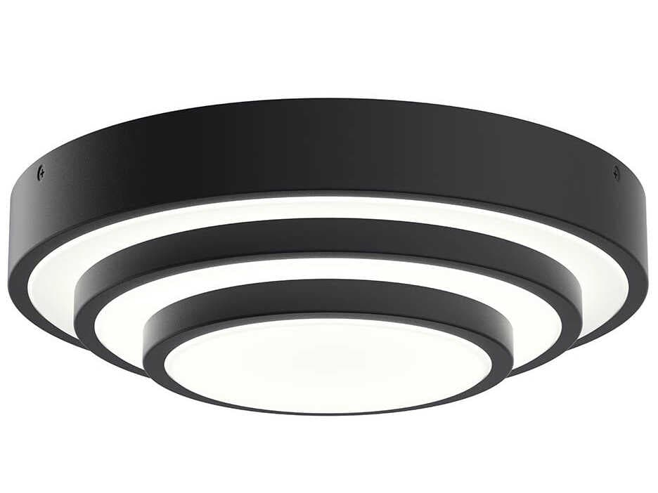 Elan Dombard 1-Light Matte Black LED Round Tiered Flush Mount