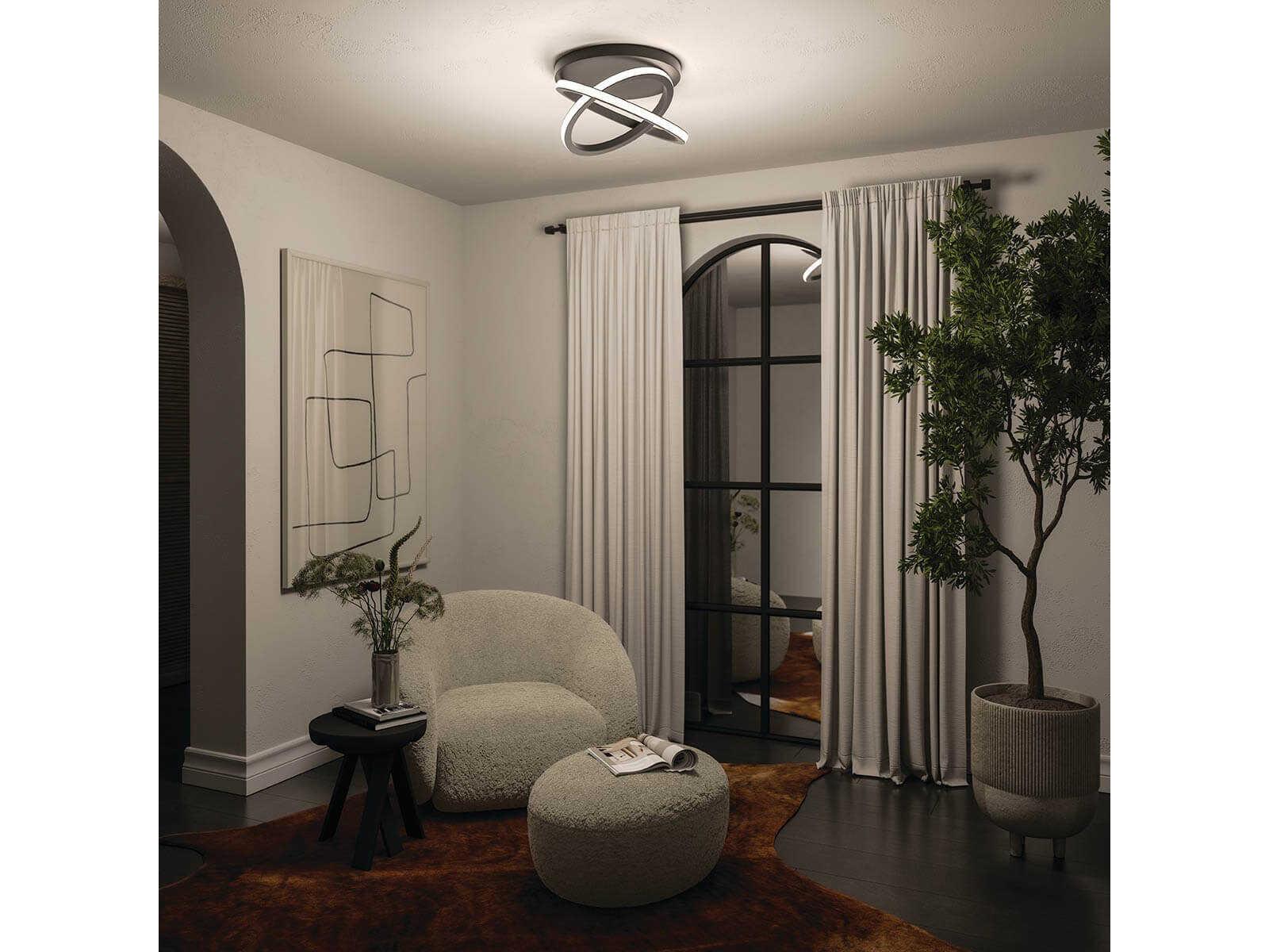Elan Caputo 2-Light Matte Black LED Flush Mount