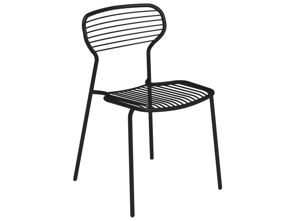 EMU Apero Black Steel Stackable Outdoor Dining Side Chair
