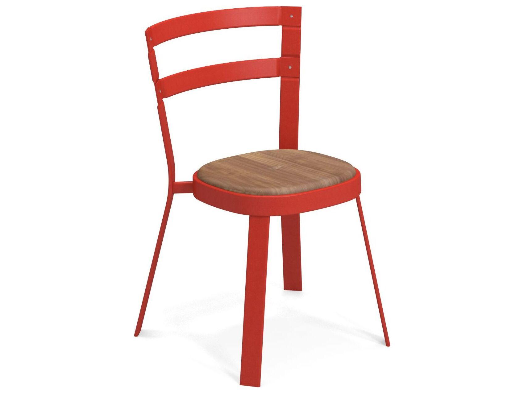 EMU Thor Steel Teak Stackable Outdoor Dining Side Chair