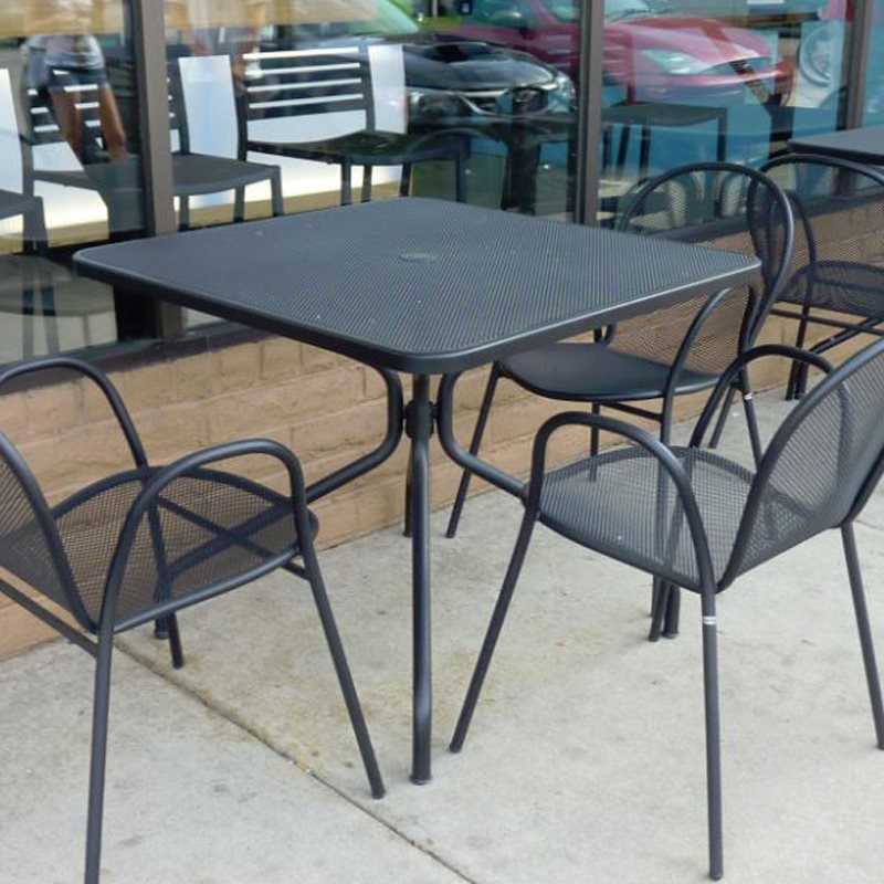 EMU Cambi Steel Square Outdoor Dining Table with Umbrella Hole