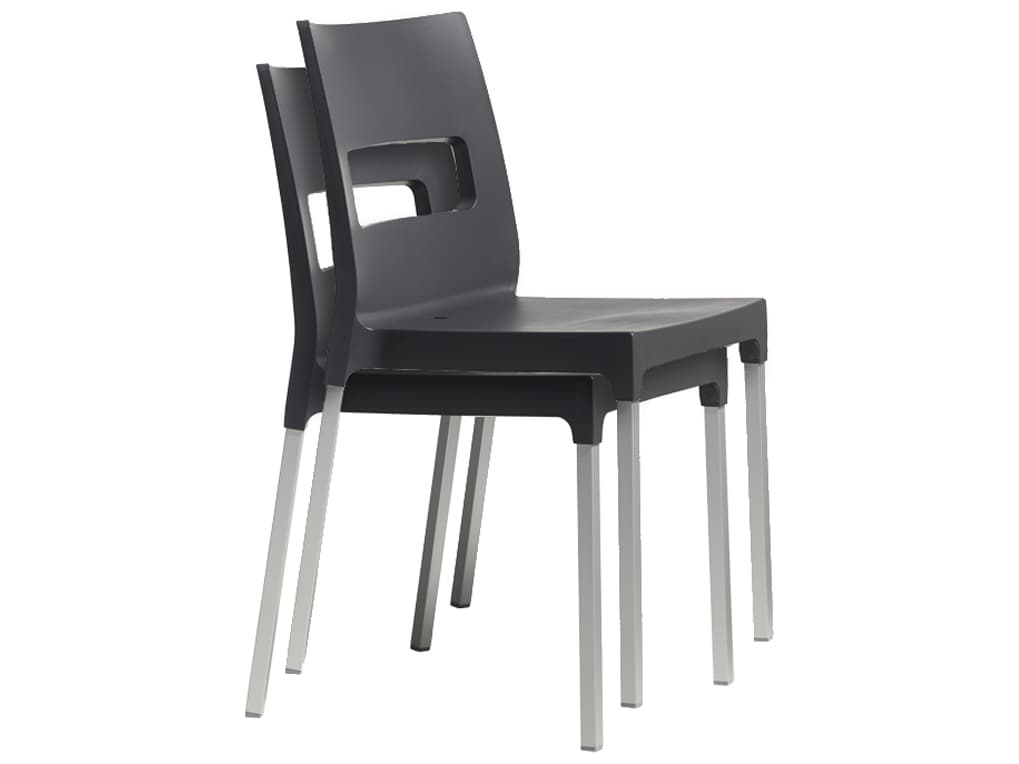 EMU Olly Resin / Aluminum Stacking Side chair