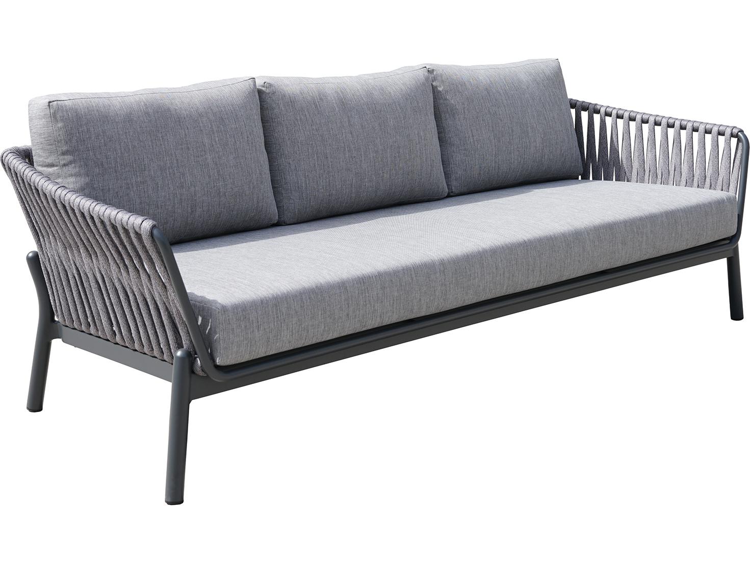 EMU Lyla Aluminum Rope Dark Grey Outdoor Patio Sofa in Canvas Granite