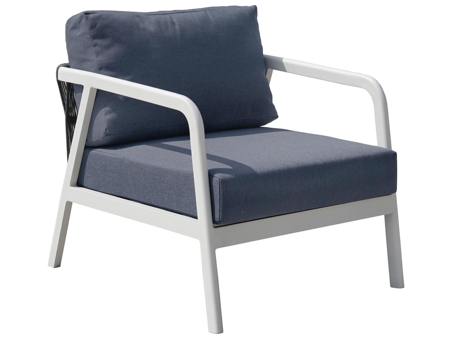 EMU Mira Aluminum Rope White Patio Lounge Chair in Canvas Haze