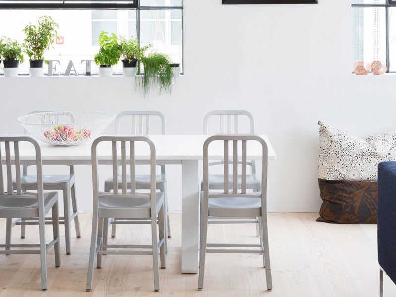 Emeco Navy Silver Side Dining Chair