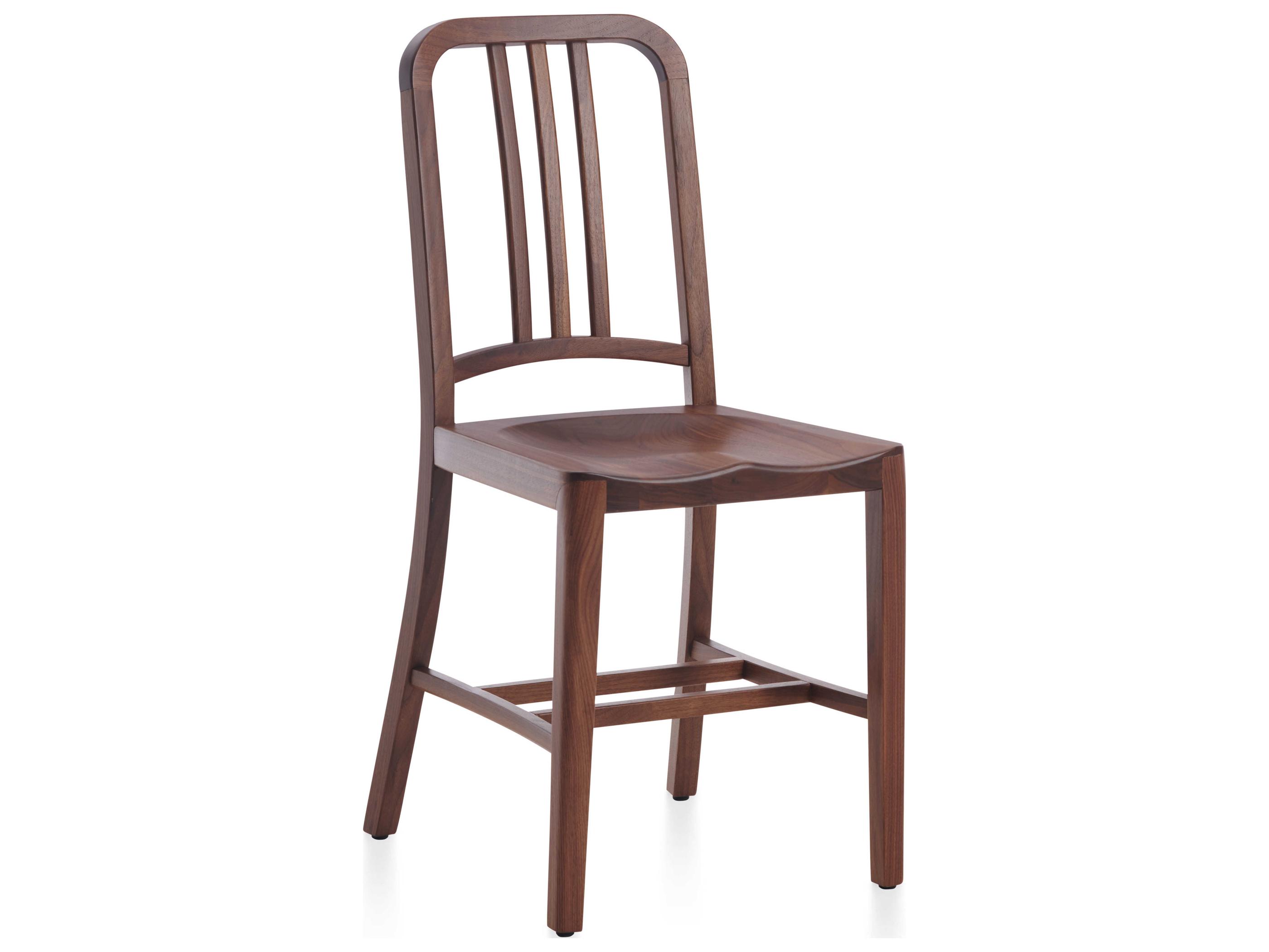 Emeco Navy Walnut Wood Brown Side Dining Chair