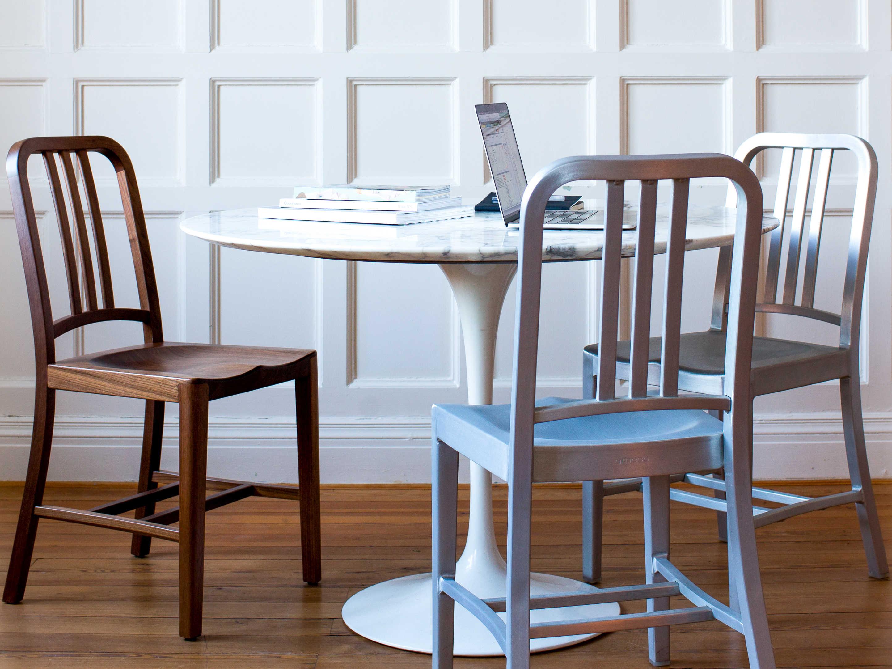 Emeco Navy Walnut Wood Brown Side Dining Chair