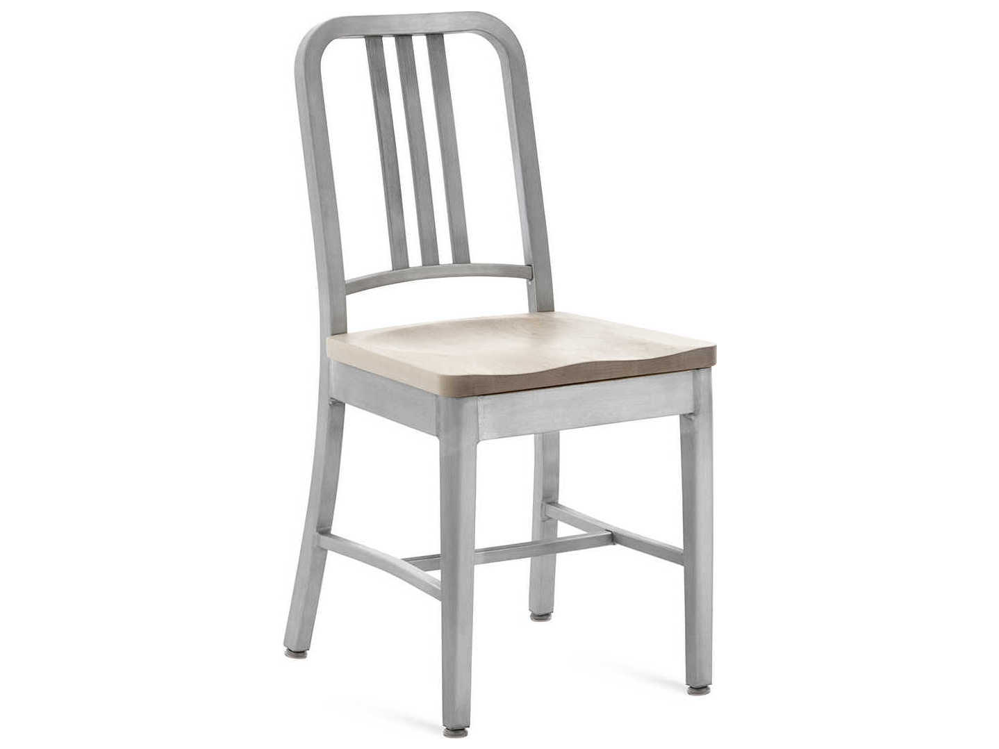 Emeco 1104 Navy Collection With Wood Seat Ash Brown Side Dining Chair