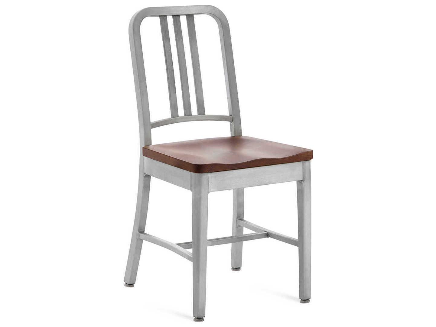 Emeco 1104 Navy Collection With Wood Seat Ash Brown Side Dining Chair