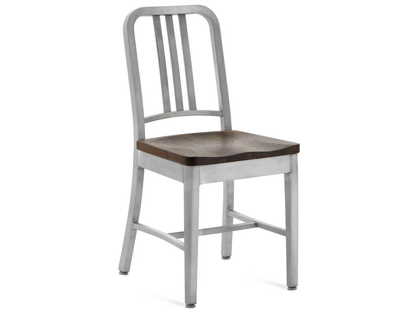 Emeco 1104 Navy Collection With Wood Seat Ash Brown Side Dining Chair