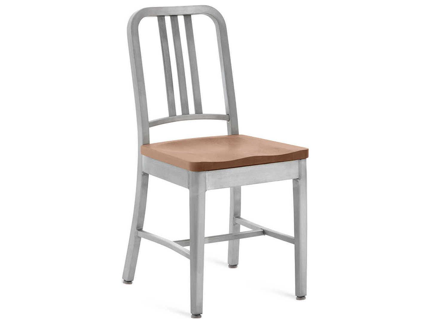Emeco 1104 Navy Collection With Wood Seat Ash Brown Side Dining Chair