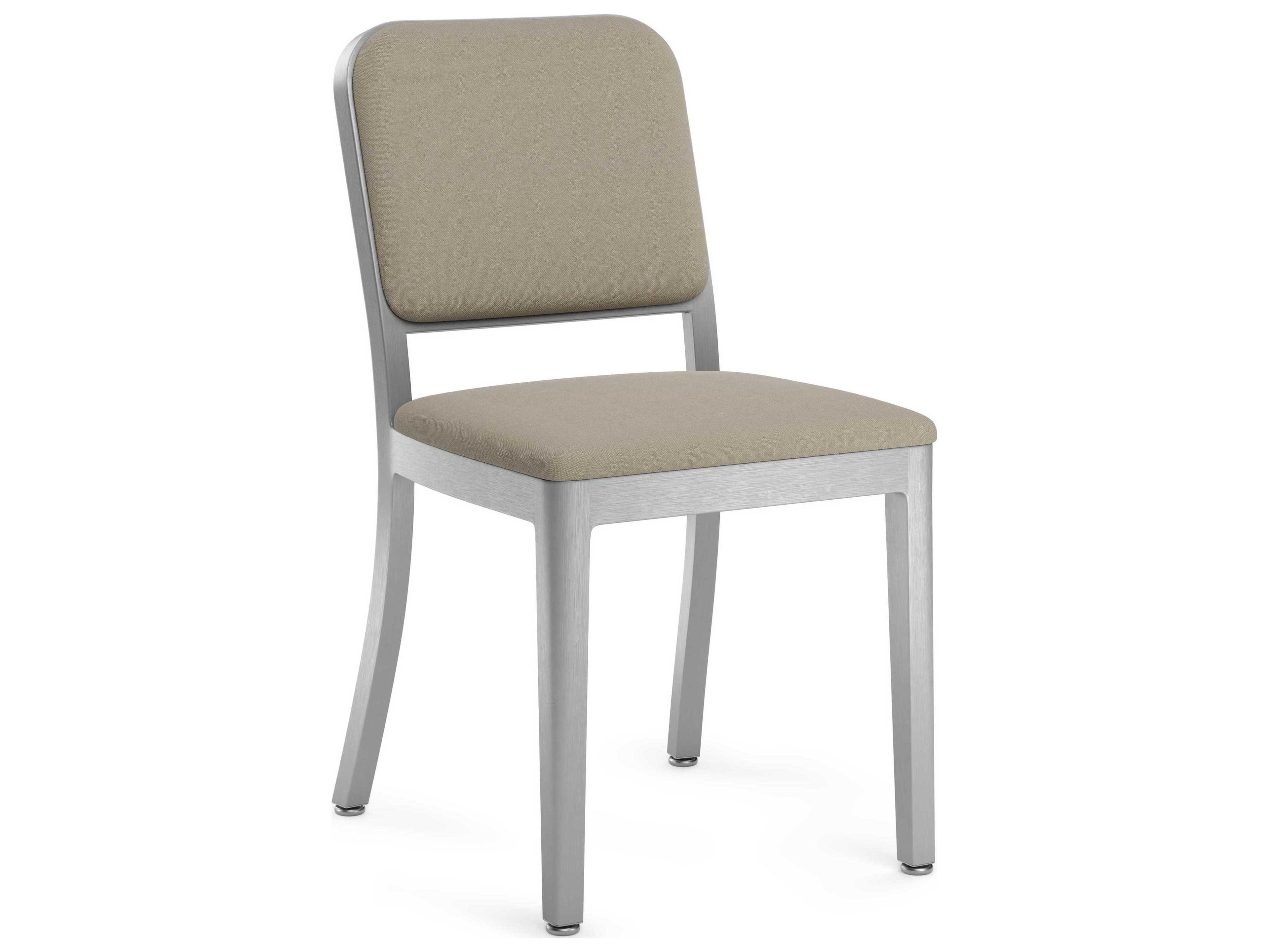 Emeco Navy Officer By Jasper Morrison Gray Upholstered Side Dining Chair