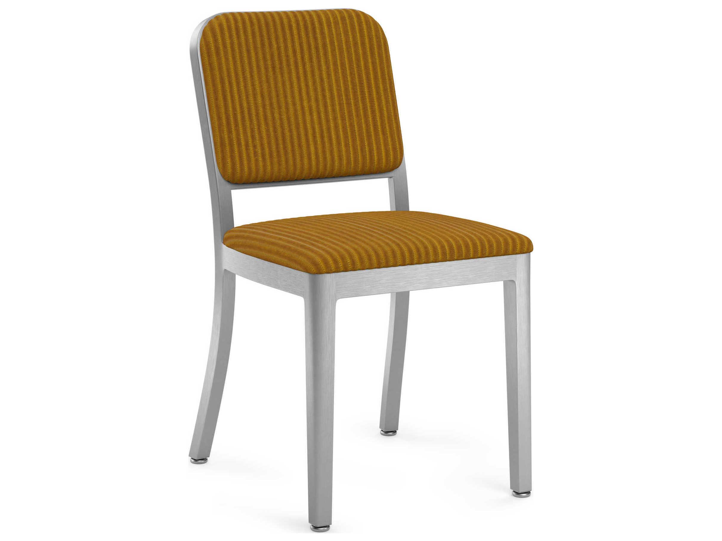 Emeco Navy Officer By Jasper Morrison Gray Upholstered Side Dining Chair