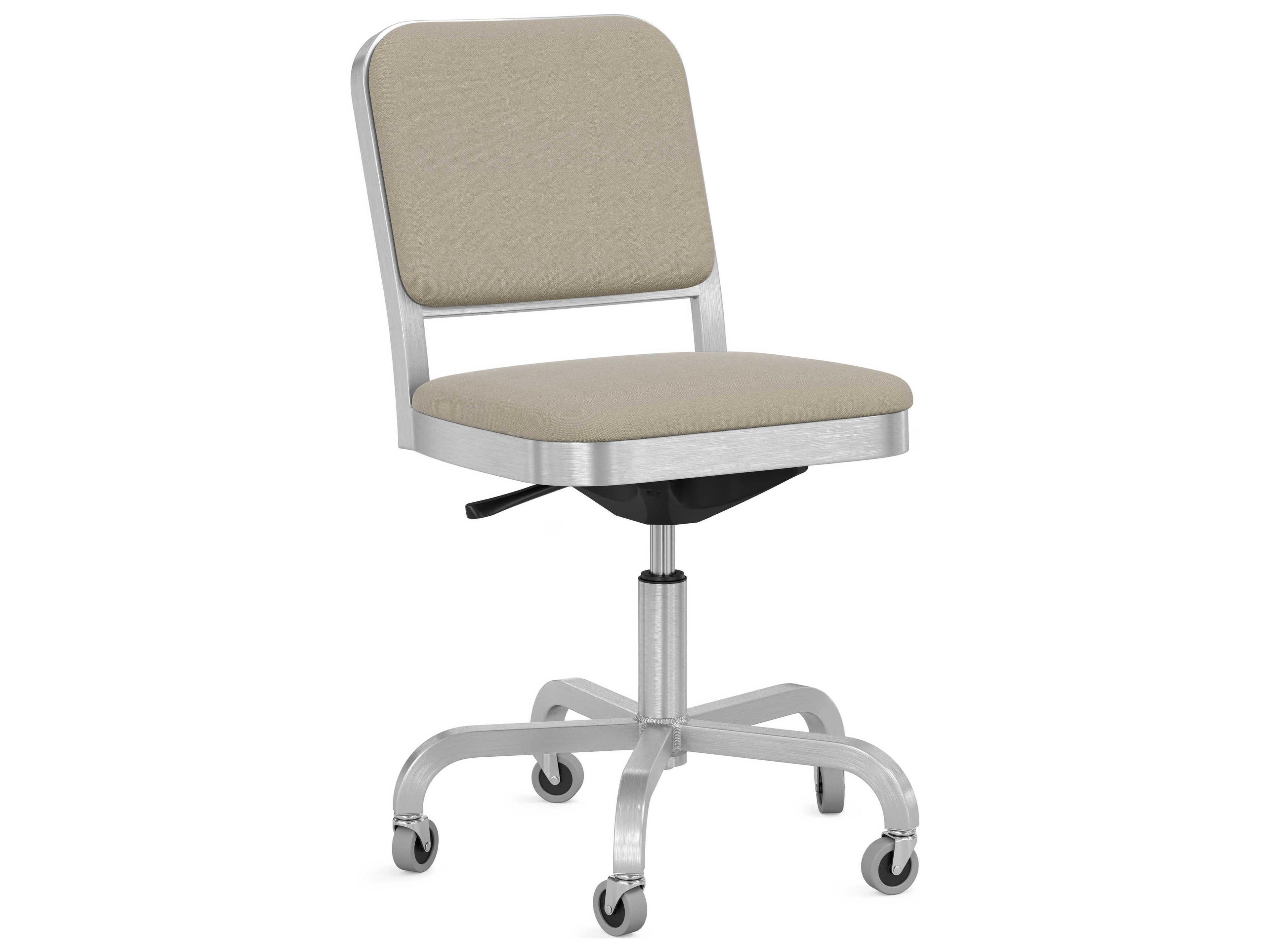 Emeco Navy Officer By Jasper Morrison Gray Upholstered Adjustable Swivel Computer Office Chair