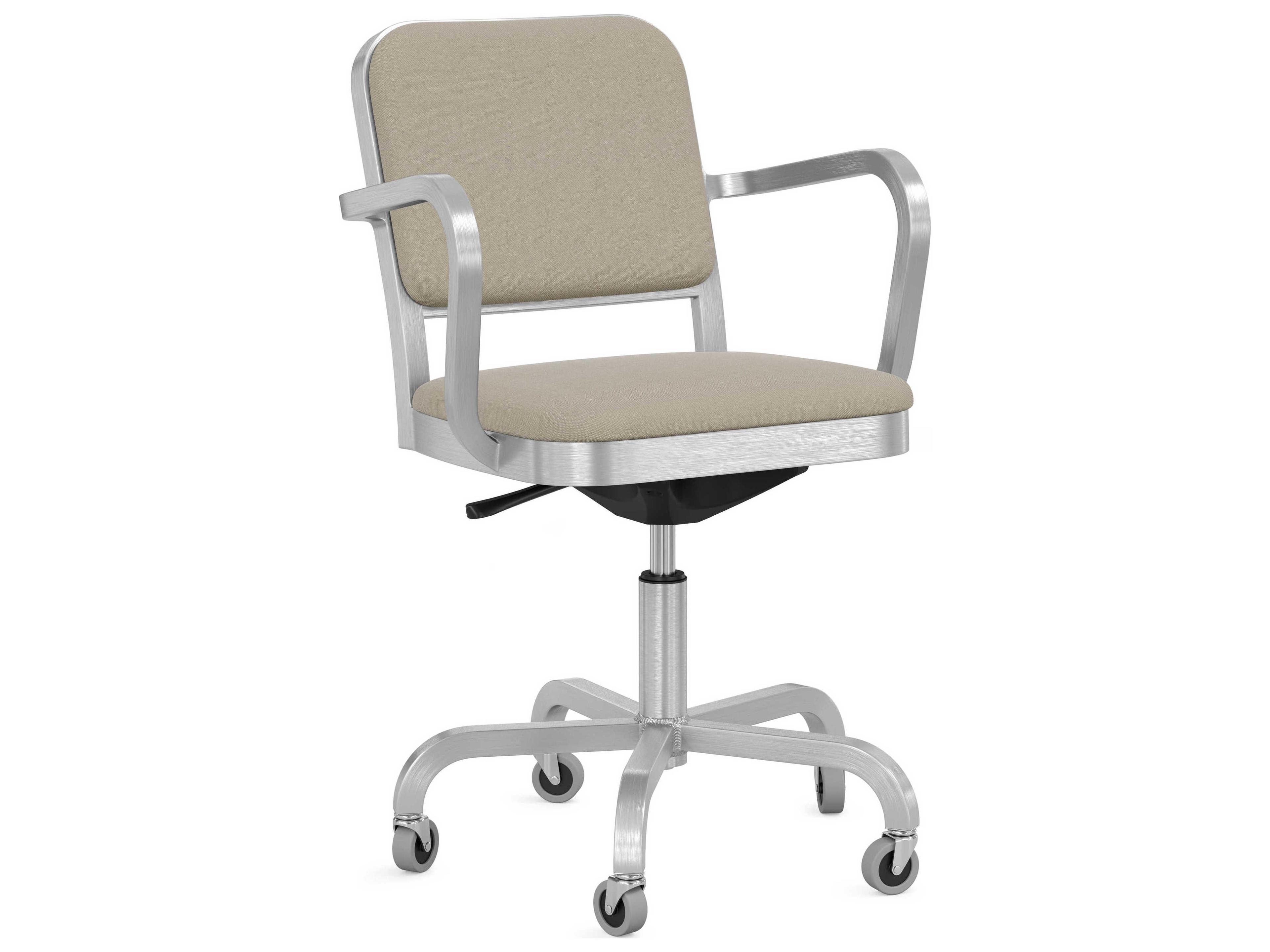 Emeco Navy Officer By Jasper Morrison Gray Upholstered Adjustable Swivel Computer Office Chair