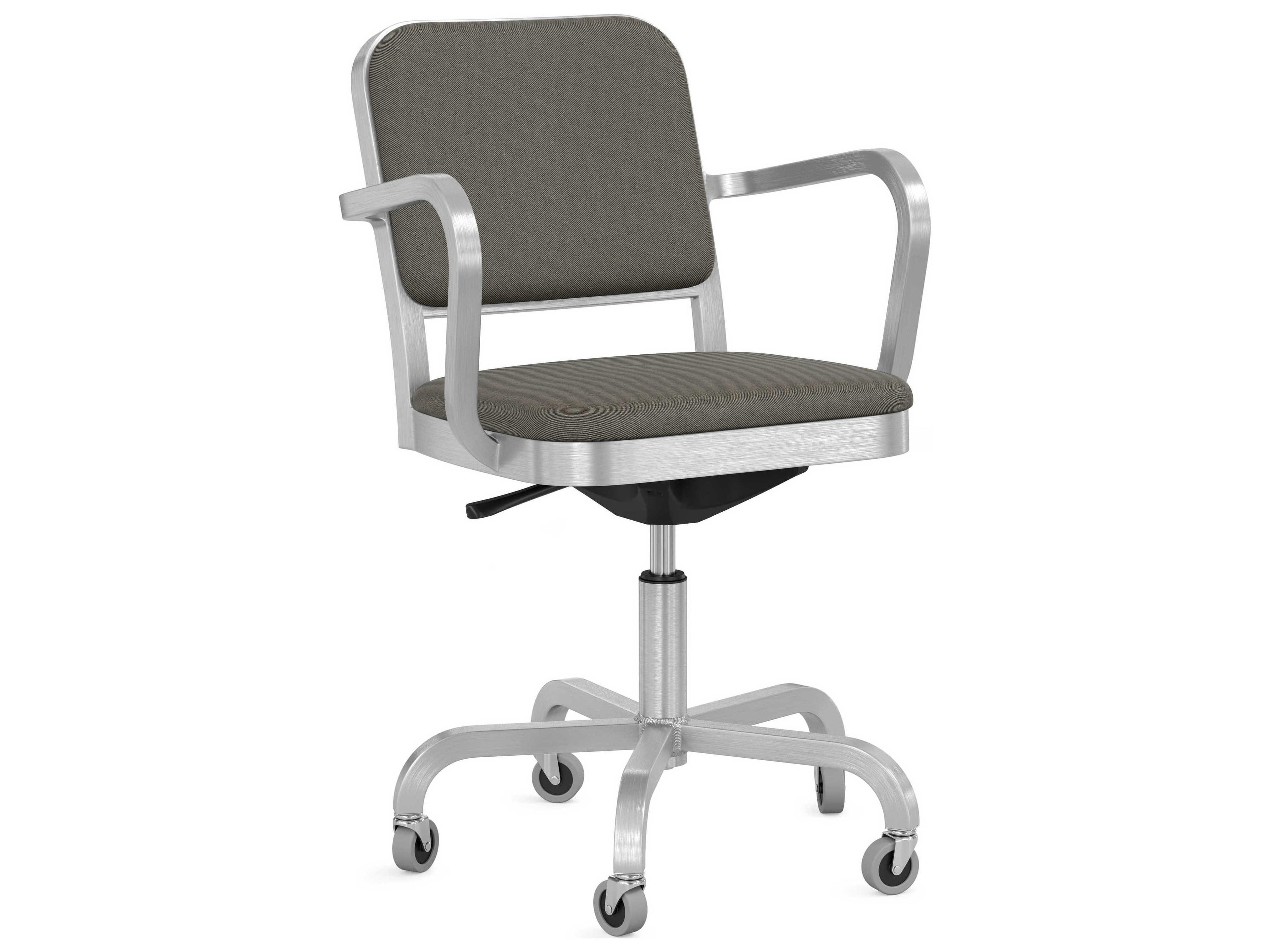 Emeco Navy Officer By Jasper Morrison Gray Upholstered Adjustable Swivel Computer Office Chair