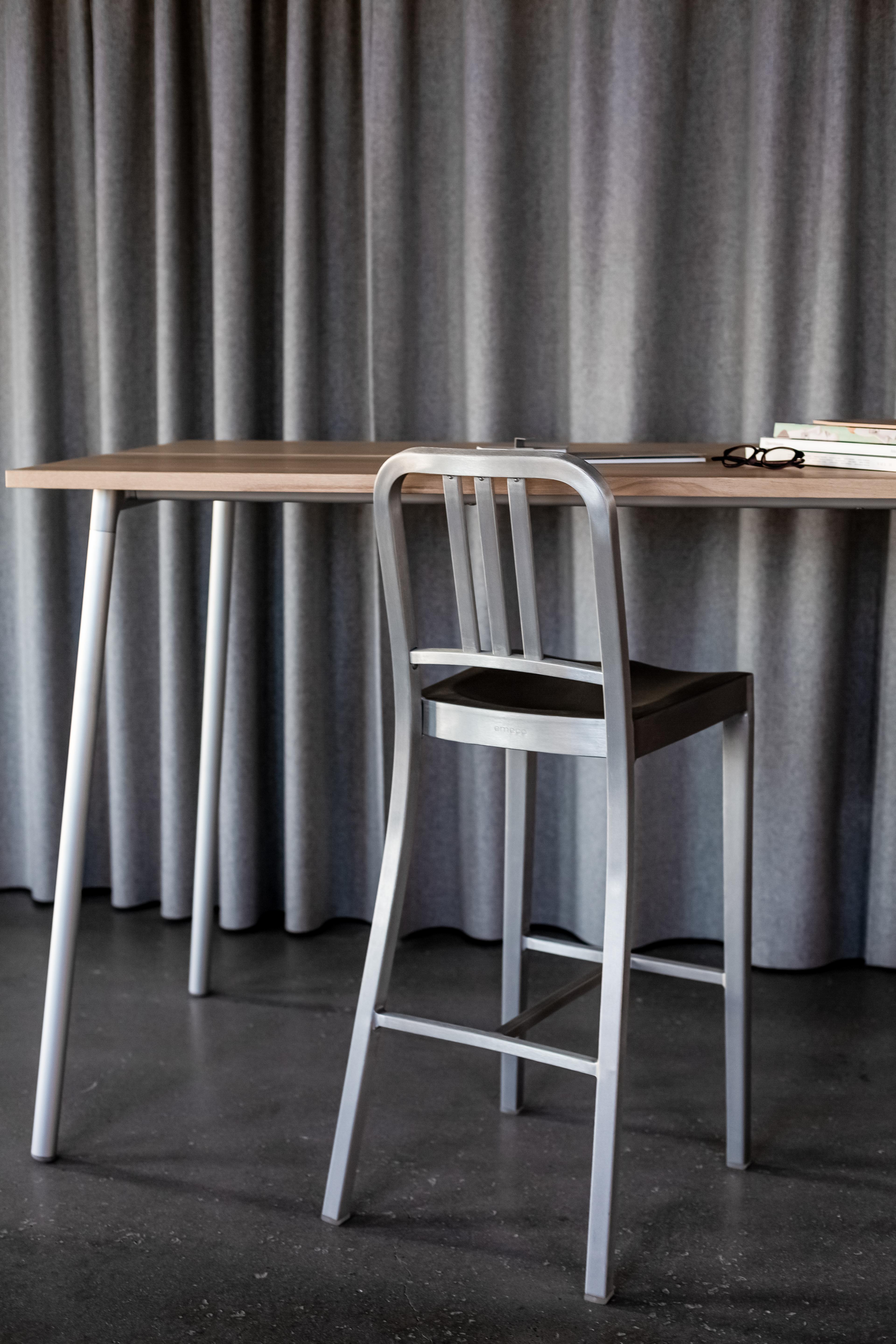 Emeco Outdoor Navy Polished Aluminum Bar Stool