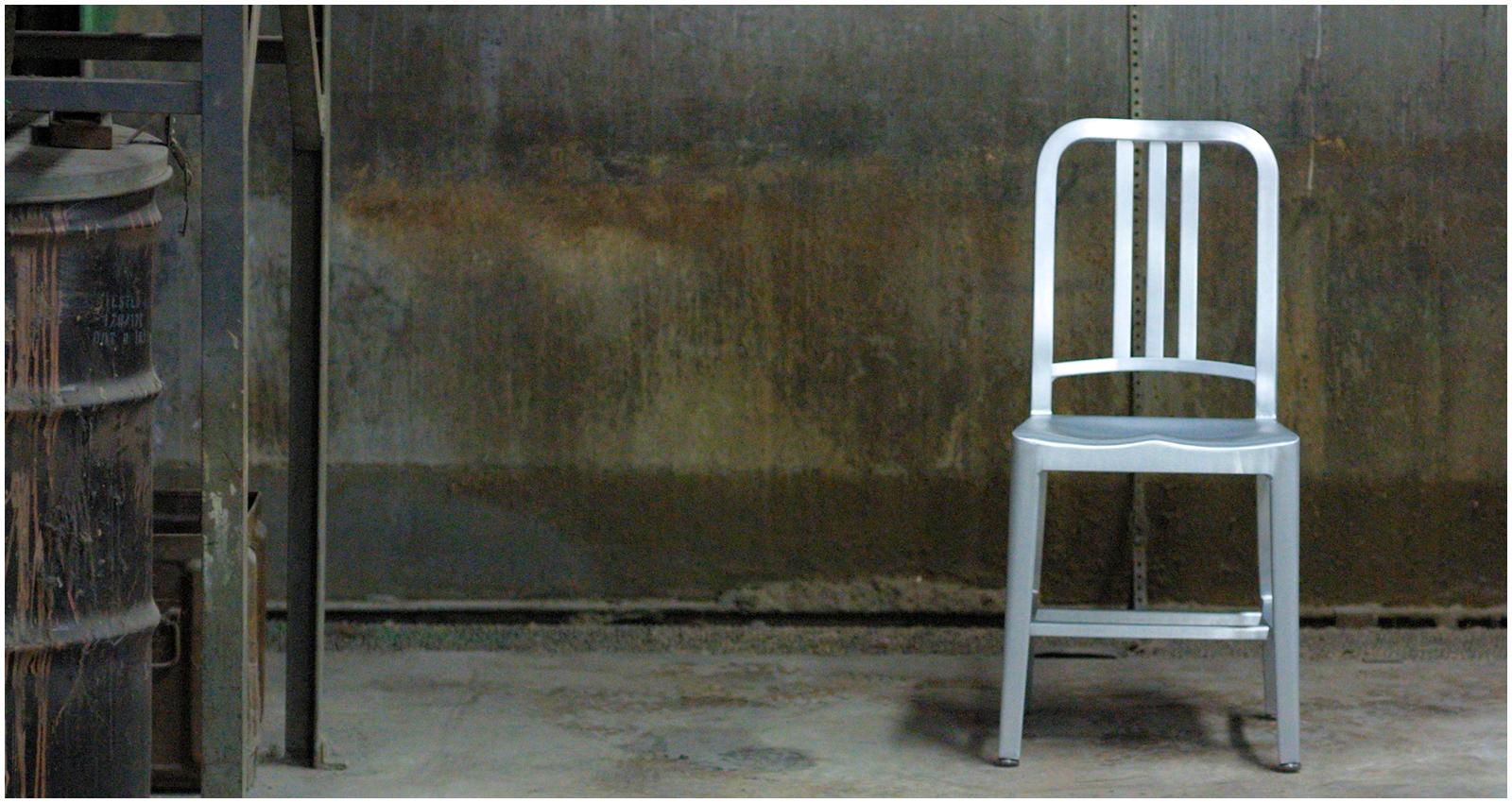 Emeco Outdoor Navy Brushed Aluminum Dining Side Chair