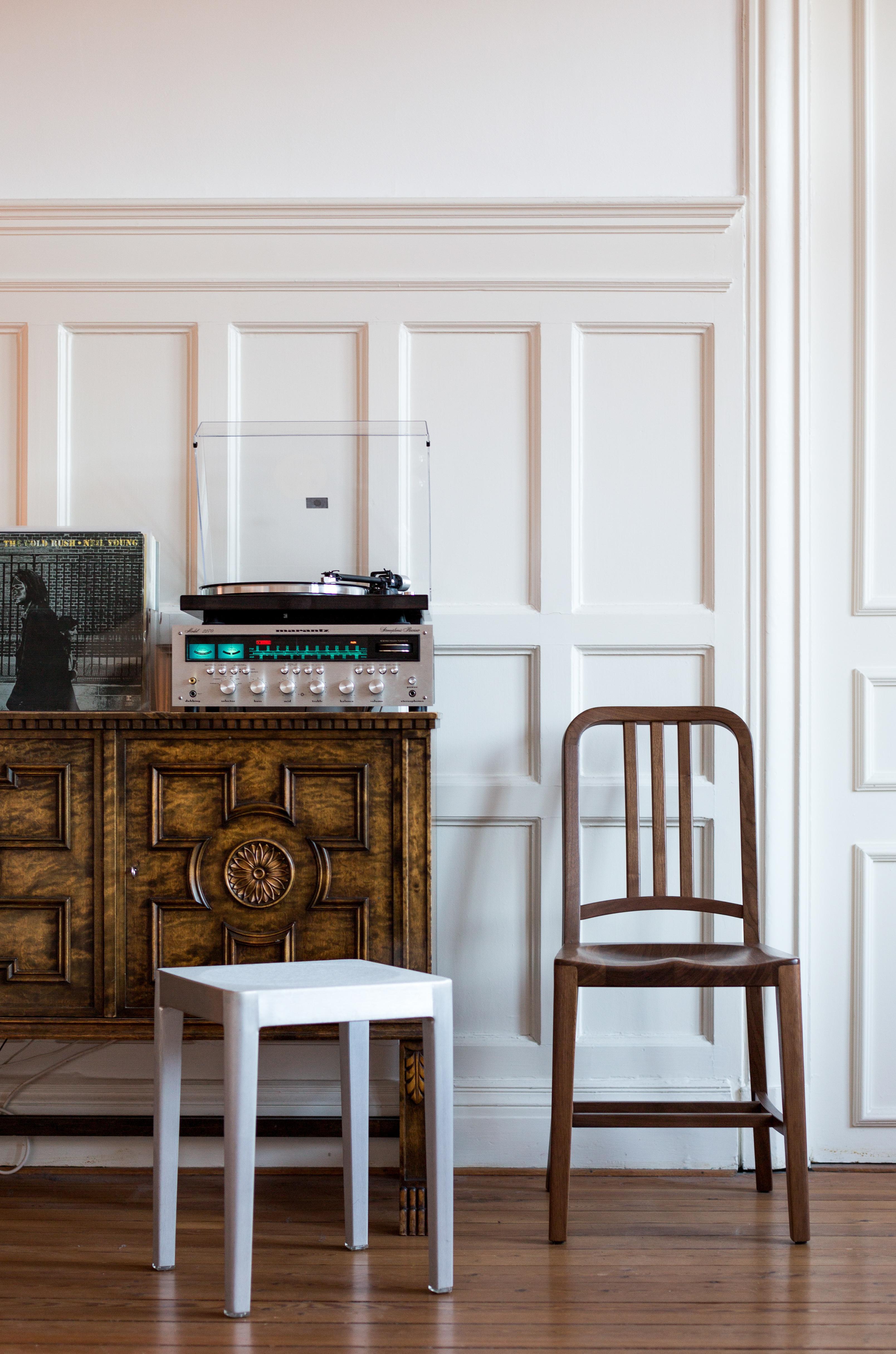 Emeco Outdoor Navy Walnut Wood Dining Side Chair