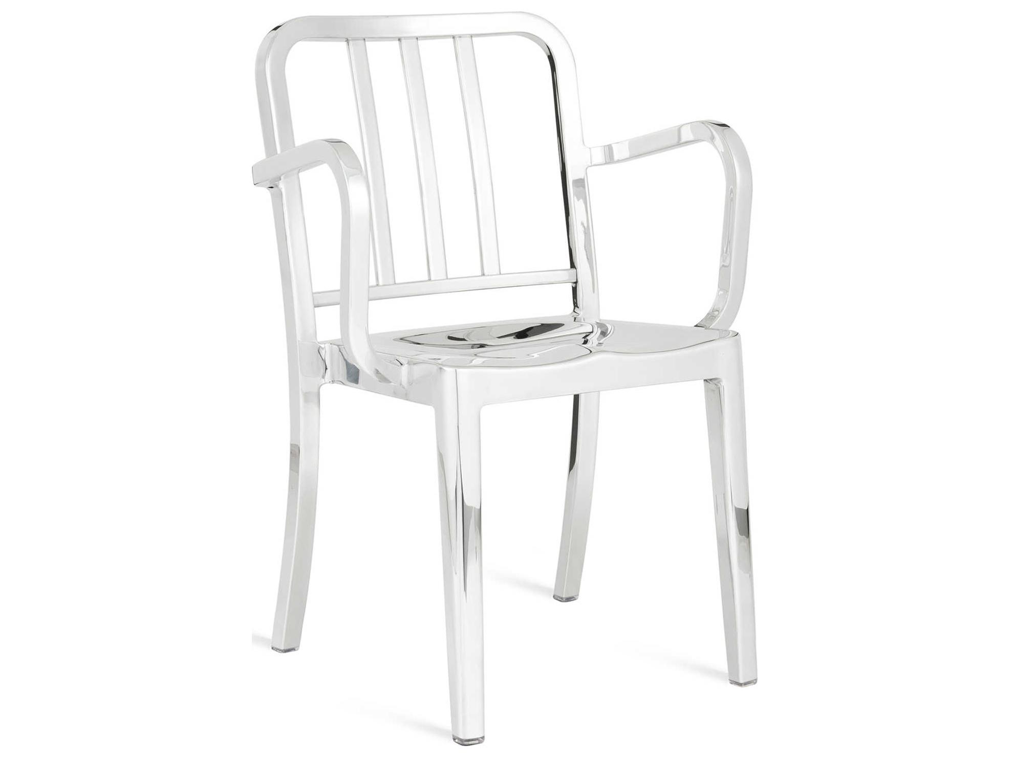 Emeco Outdoor Heritage Polished Aluminum Dining Arm Chair