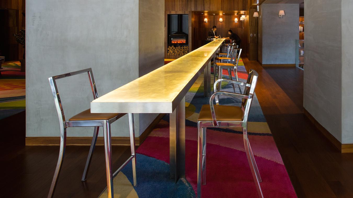 Emeco Outdoor Hudson Polished Aluminum Bar Stool with Arms