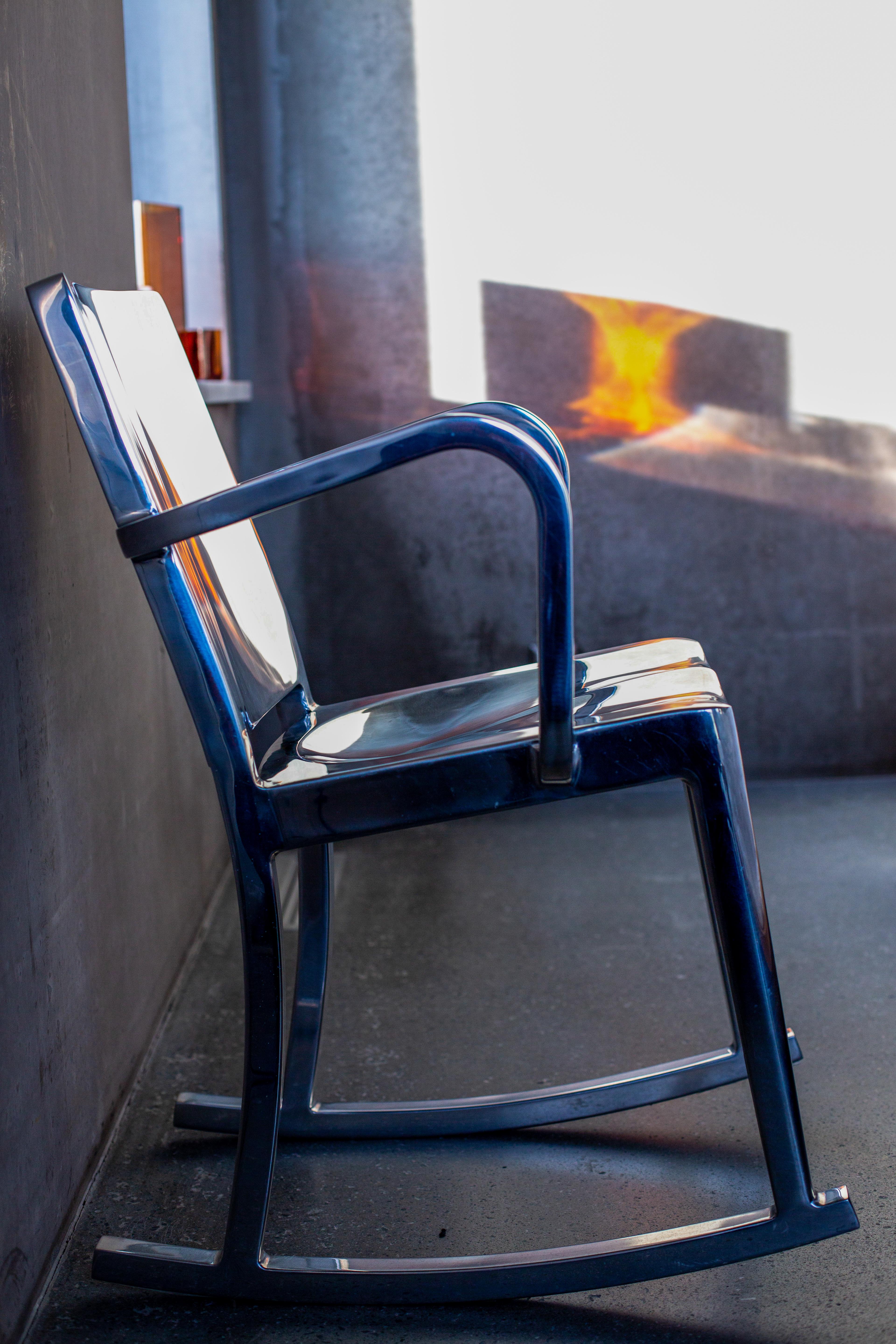 Emeco Outdoor Hudson Polished Aluminum Rocker Dining Arm Chair