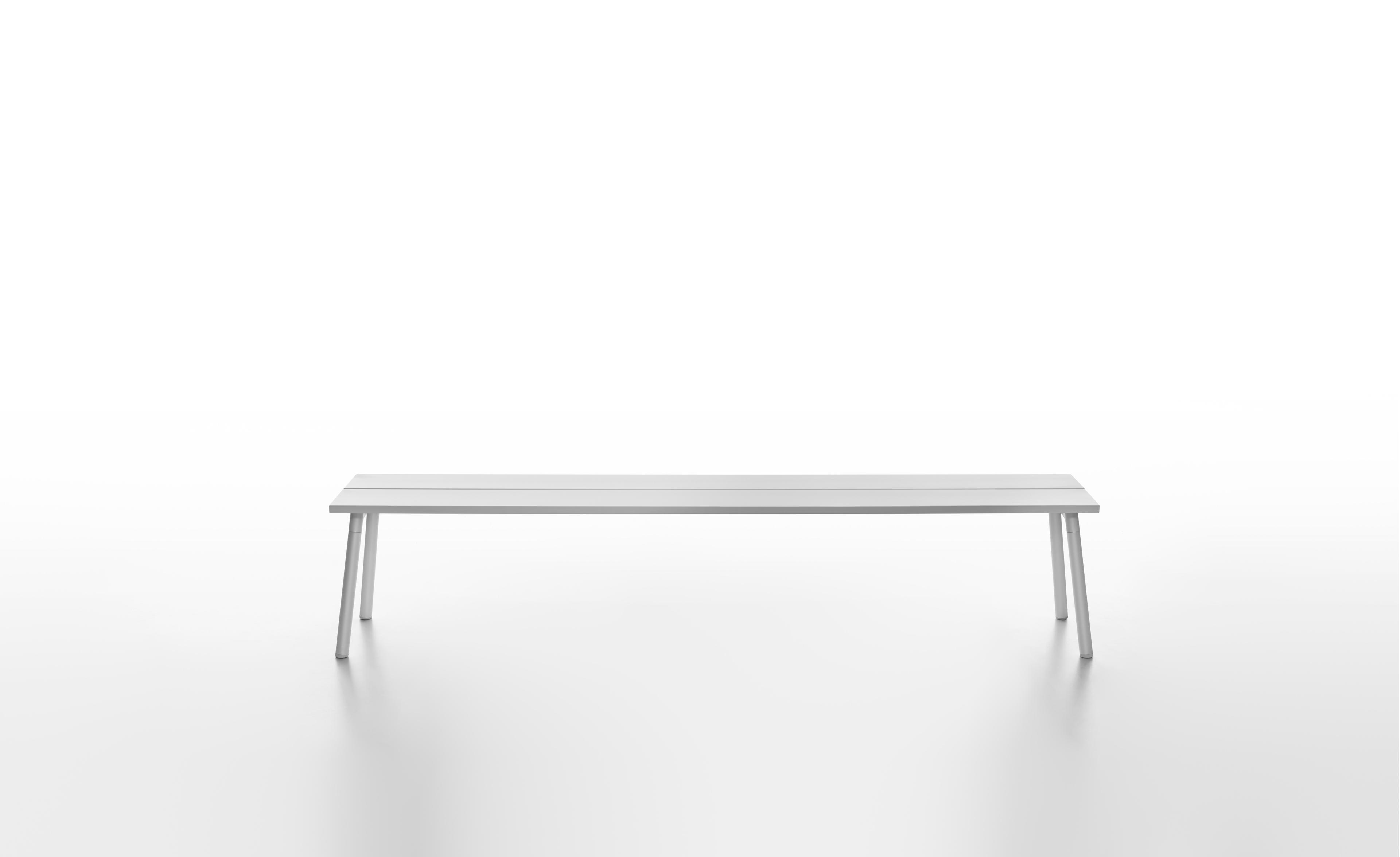 Emeco Outdoor Run By Sam Hecht And Kim Colin Aluminum Clear Anodized 4-Seat Bench with Clear Seat