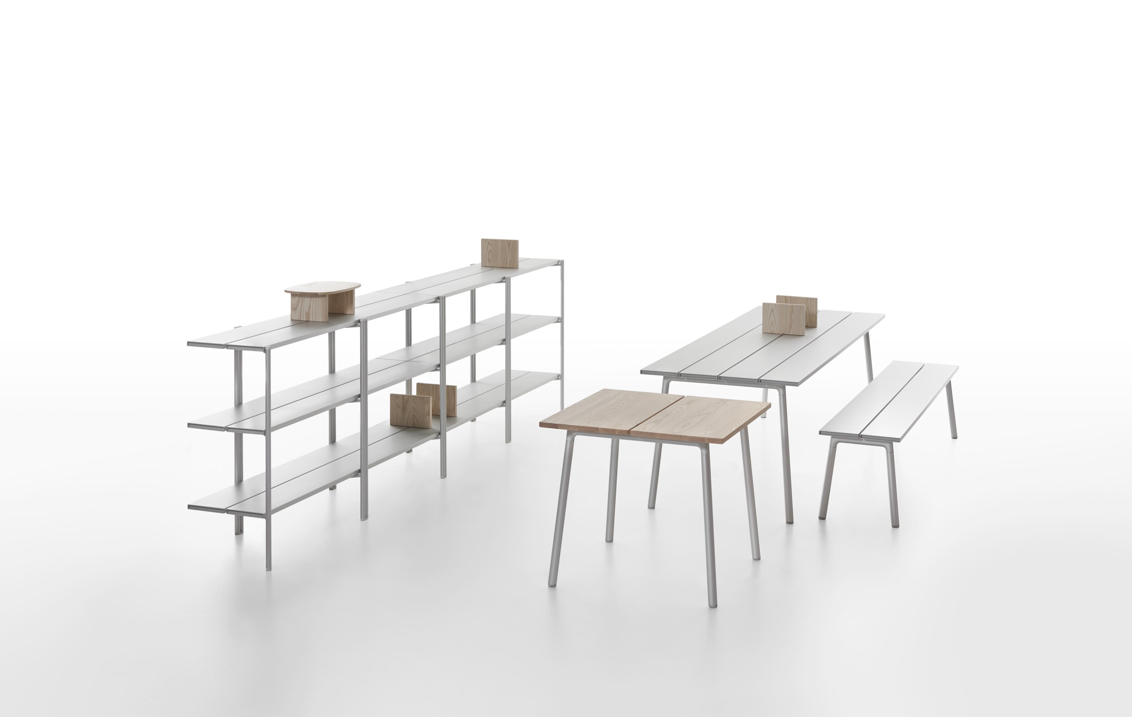Emeco Outdoor Run By Sam Hecht And Kim Colin Aluminum Clear Anodized Square Dining Table